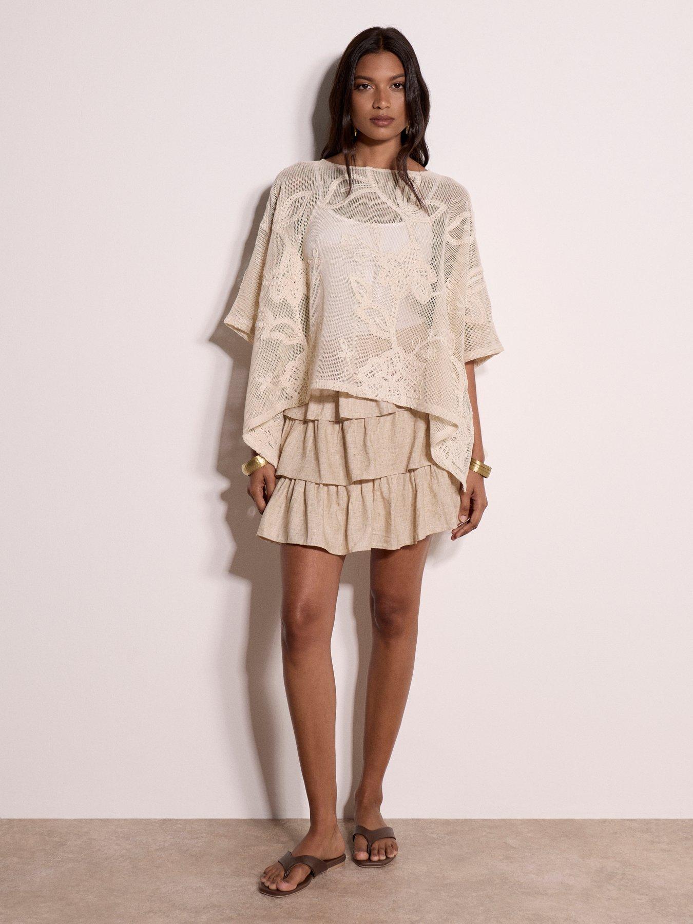 Image 3 of 4 of Apricot Cotton Cornelli Mesh Oversized Top