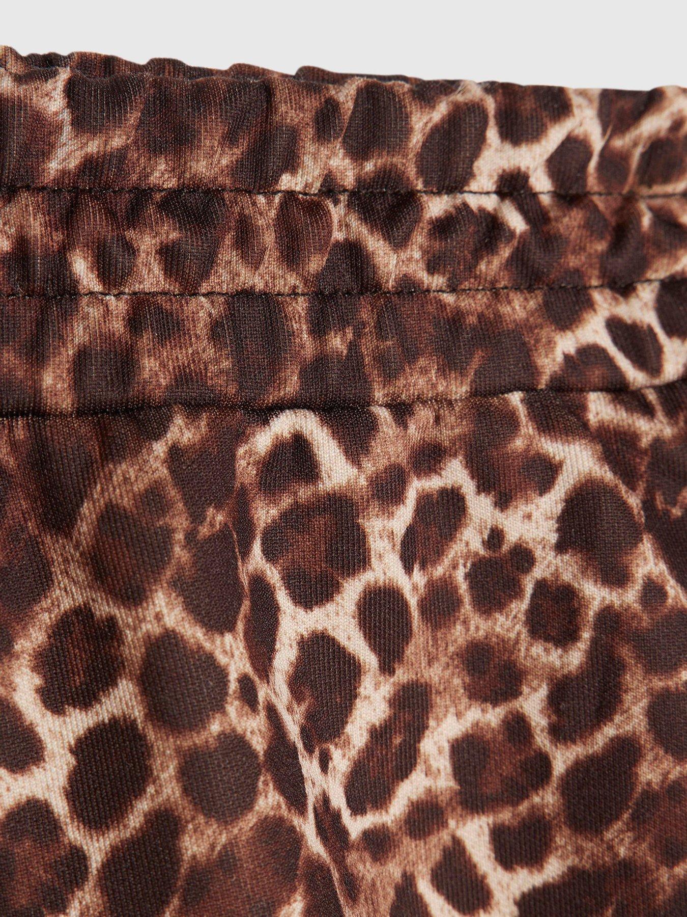 Image 4 of 4 of River Island Older Girls Premium Leopard Print Bow Shorts - Brown