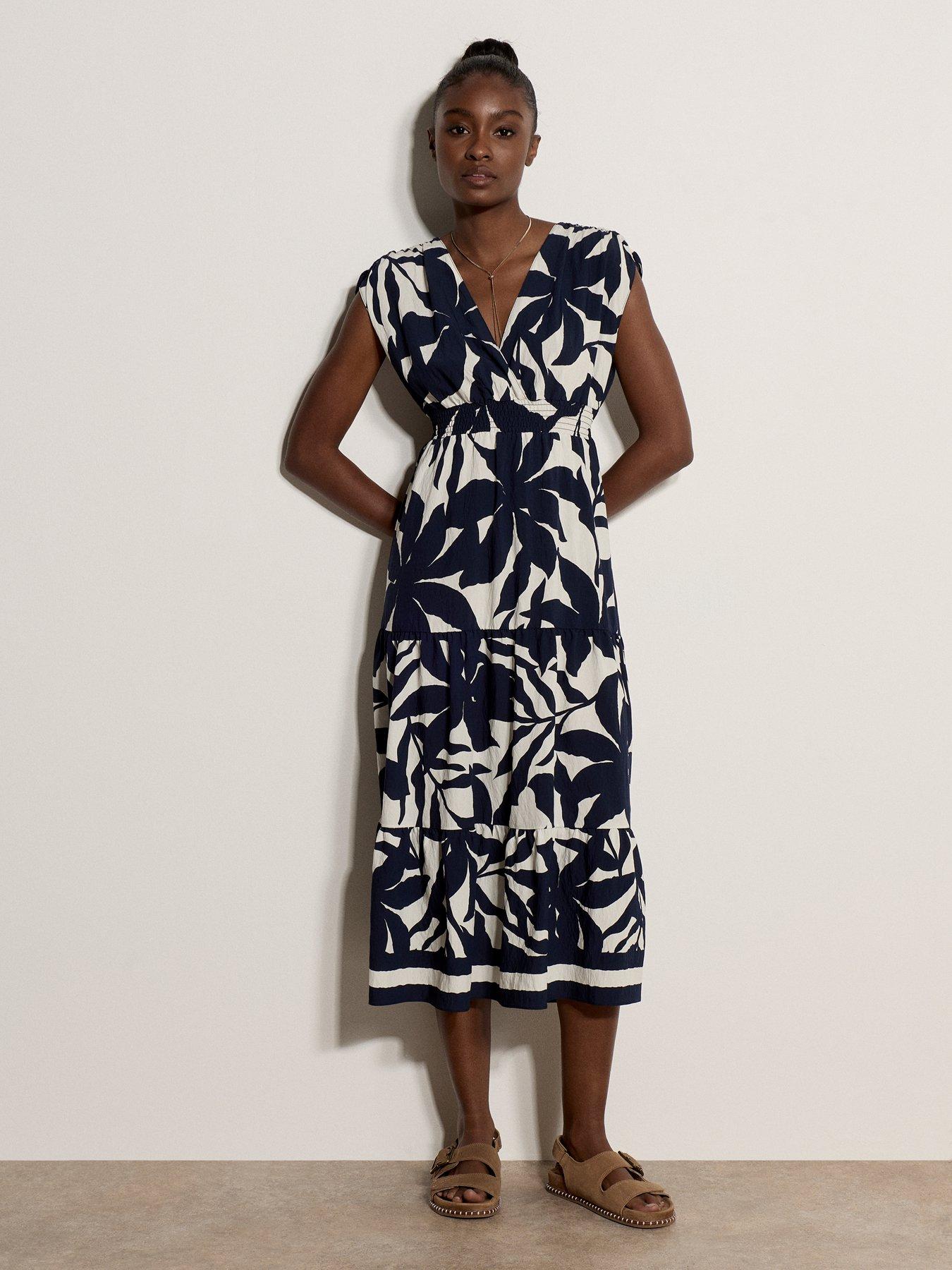 Apricot Apricot Silhouette Floral Tiered Dress