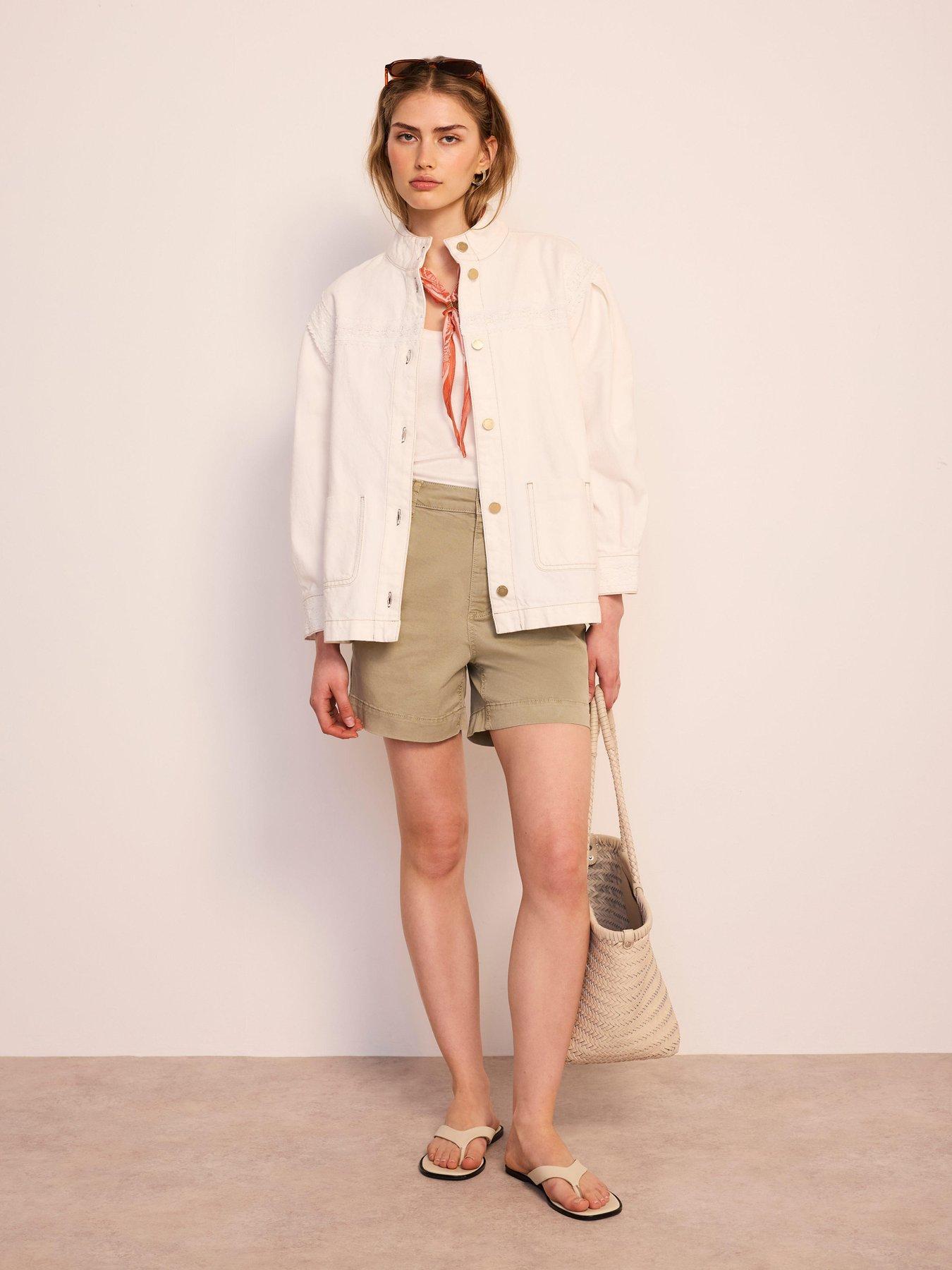 Image 2 of 6 of Mint Velvet Lace Trim Denim Jacket - White