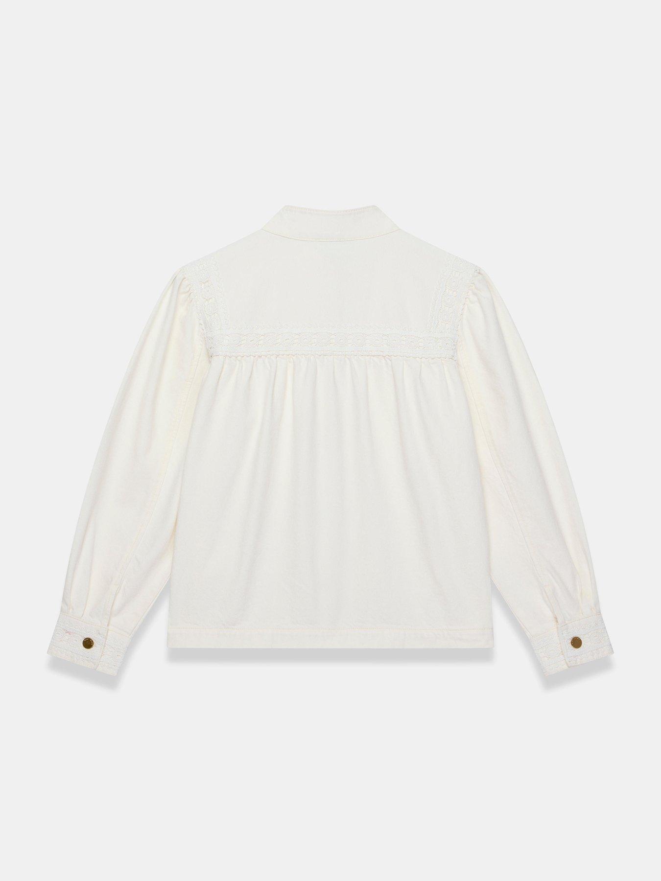Image 6 of 6 of Mint Velvet Lace Trim Denim Jacket - White