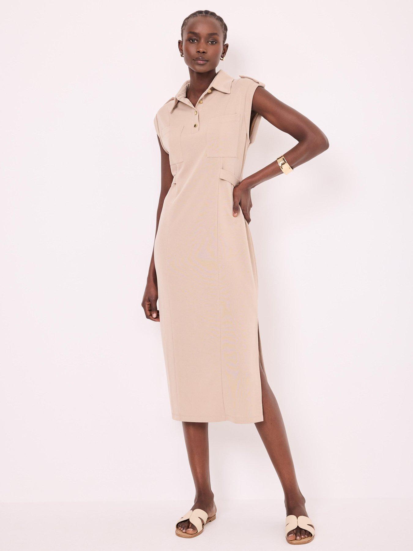 Mint Velvet Neutral Utility Jersey Dress - Cream