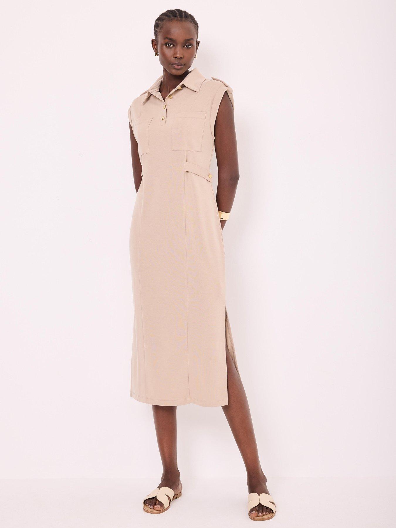 Mint Velvet Neutral Utility Jersey Dress - Cream | Very