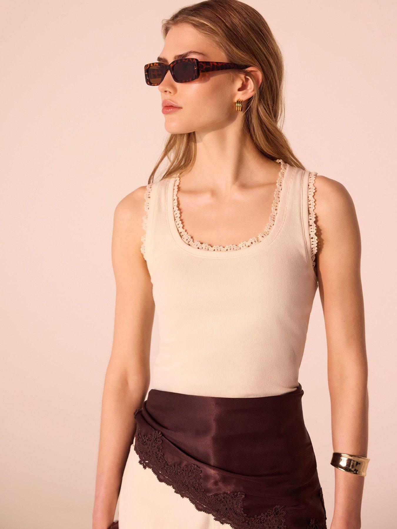 Mint Velvet Ivory Crochet Trim Vest