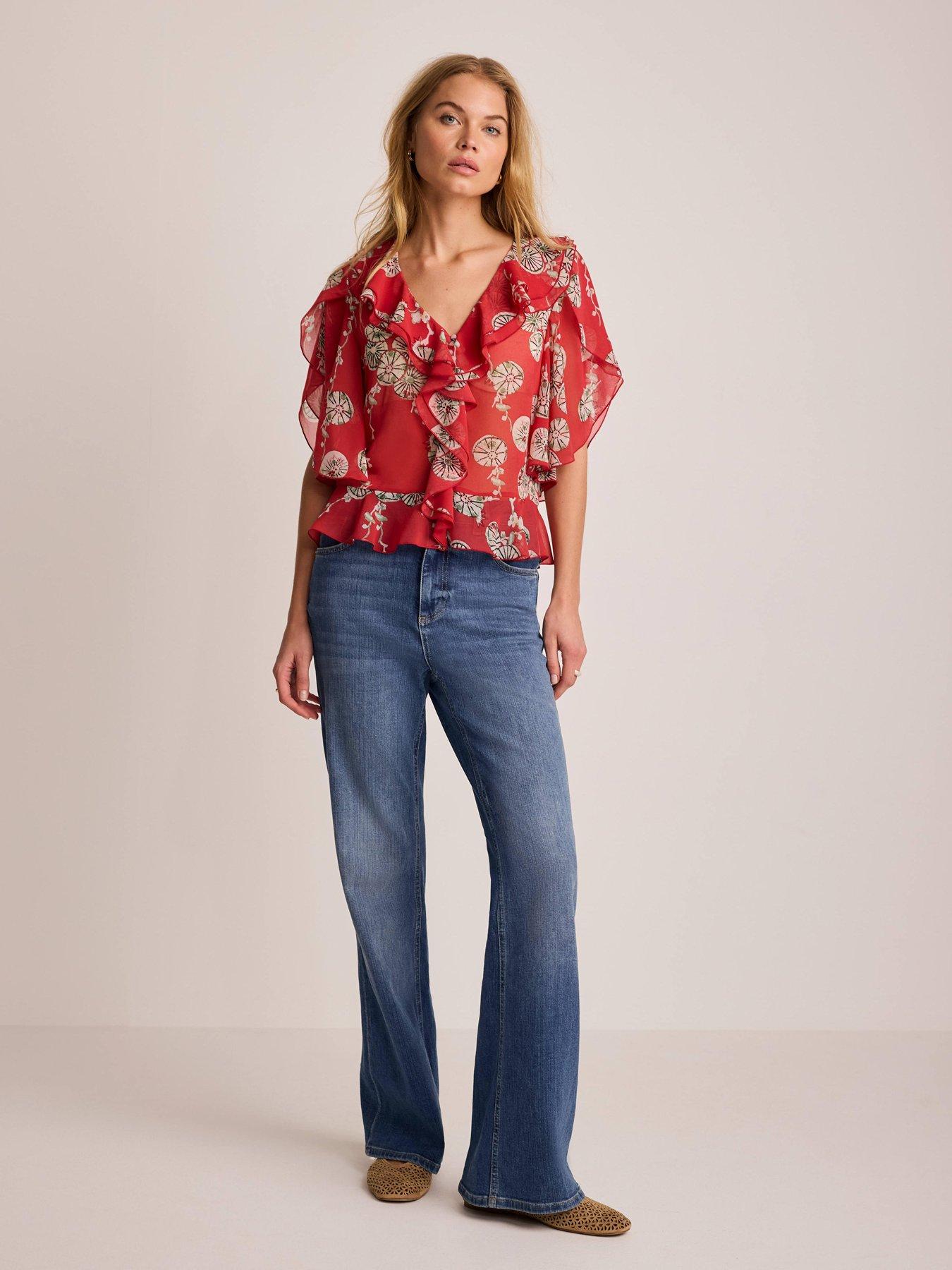 Image 3 of 6 of Mint Velvet Floral Print Top - Red