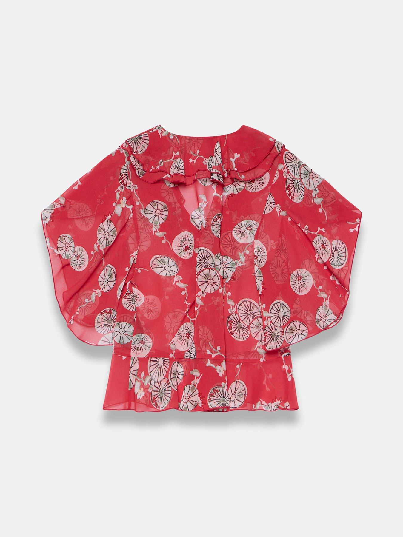 Image 6 of 6 of Mint Velvet Floral Print Top - Red