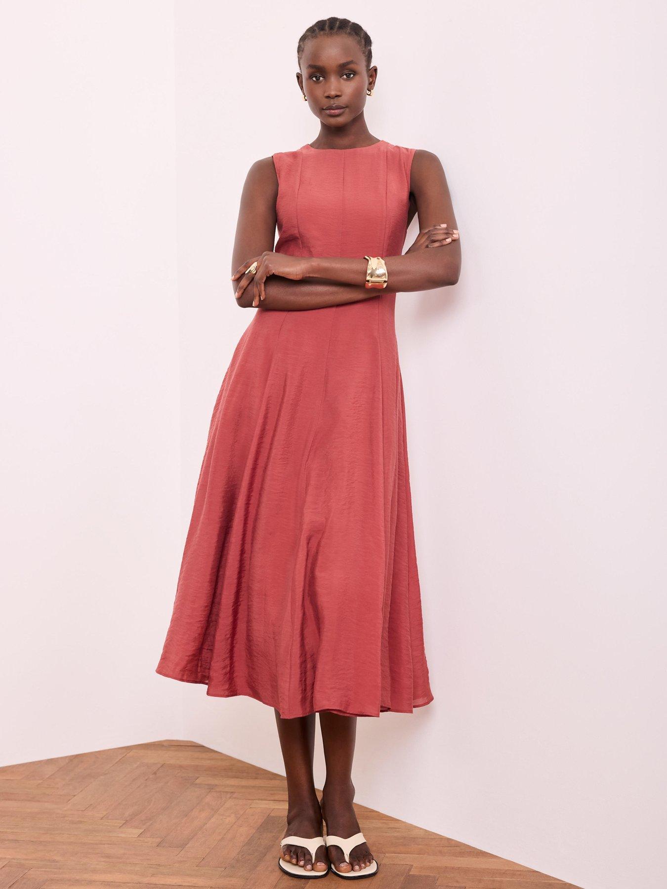 Mint Velvet Rust Assym Hem Midi Dress