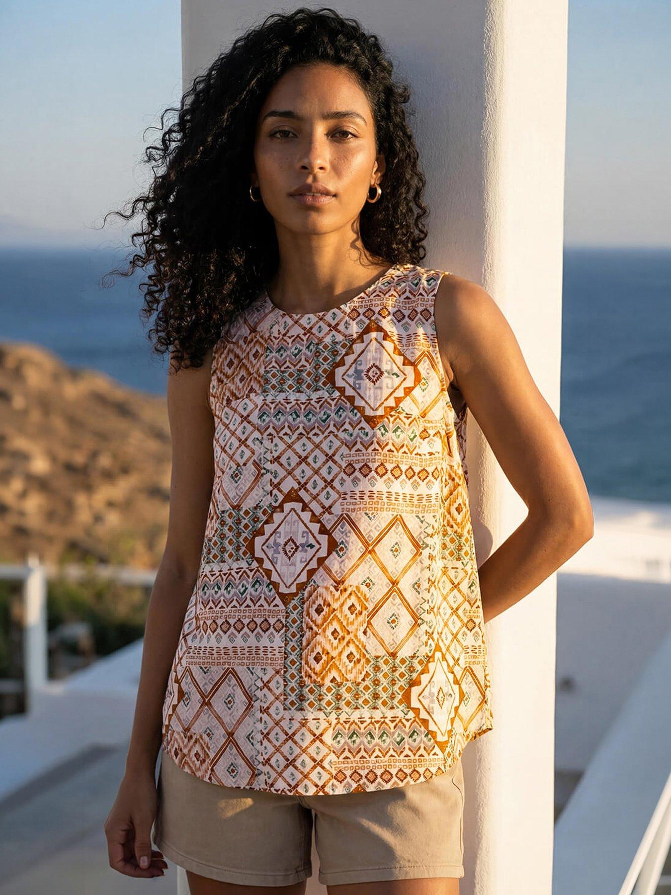 Image 3 of 4 of Roman Patchwork Geometric Vest Top