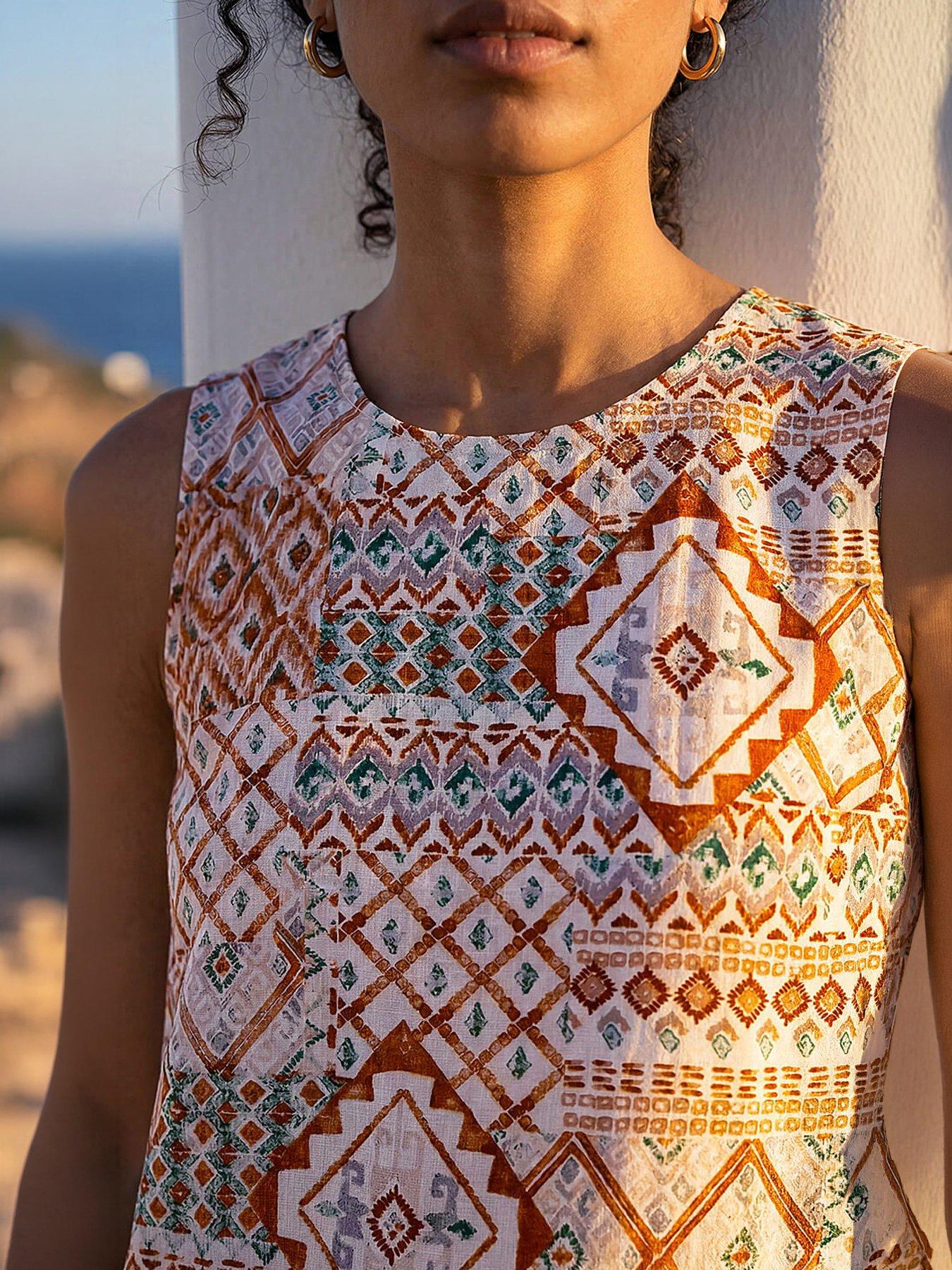 Image 4 of 4 of Roman Patchwork Geometric Vest Top