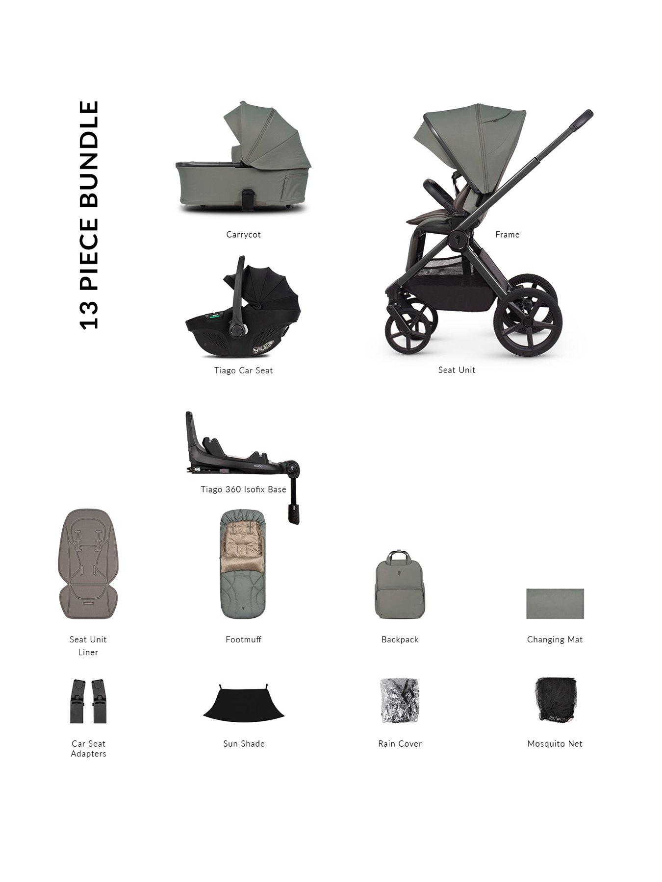 Image 1 of 8 of Venicci Upline 3 - 4in1 Bundle Tiago Black Car Seat and 360 Base - Aloe