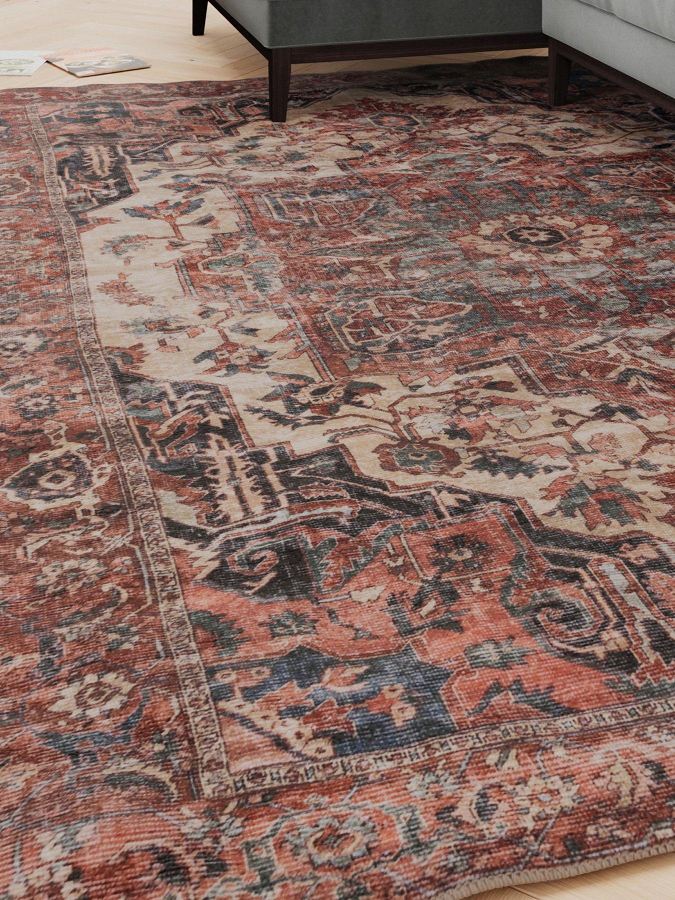Kukoon Soft Washable Terracotta Medallion Rug