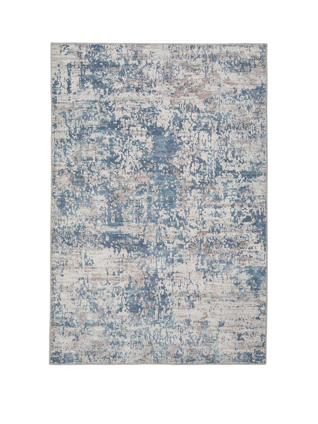 Kukoon Flatwoven Washable Distressed Blue Area Rug