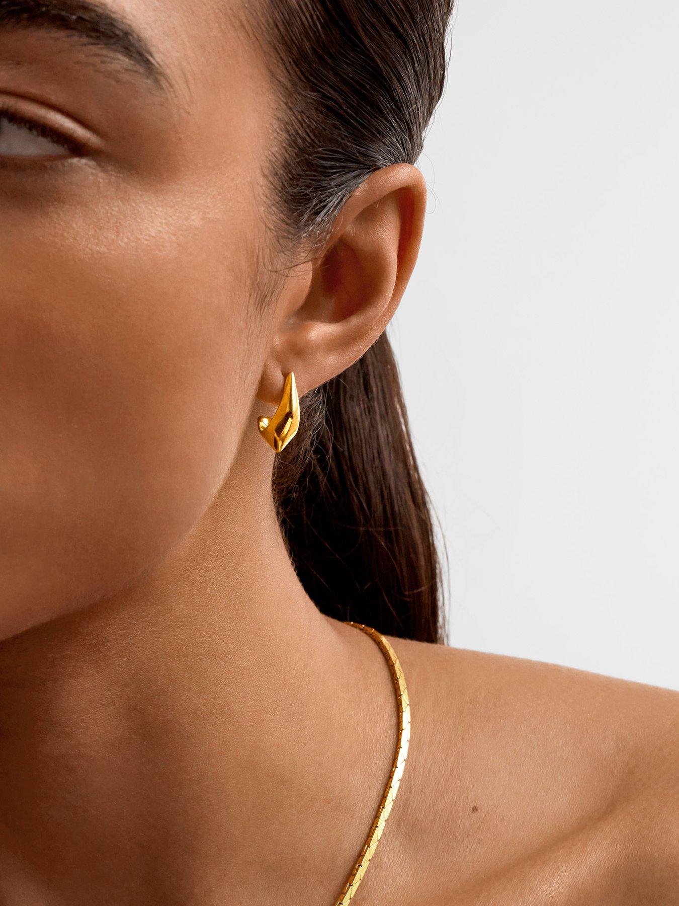 Katie Loxton Harlequin Geometric Plated Hoop Earrings - Gold - Waterproof