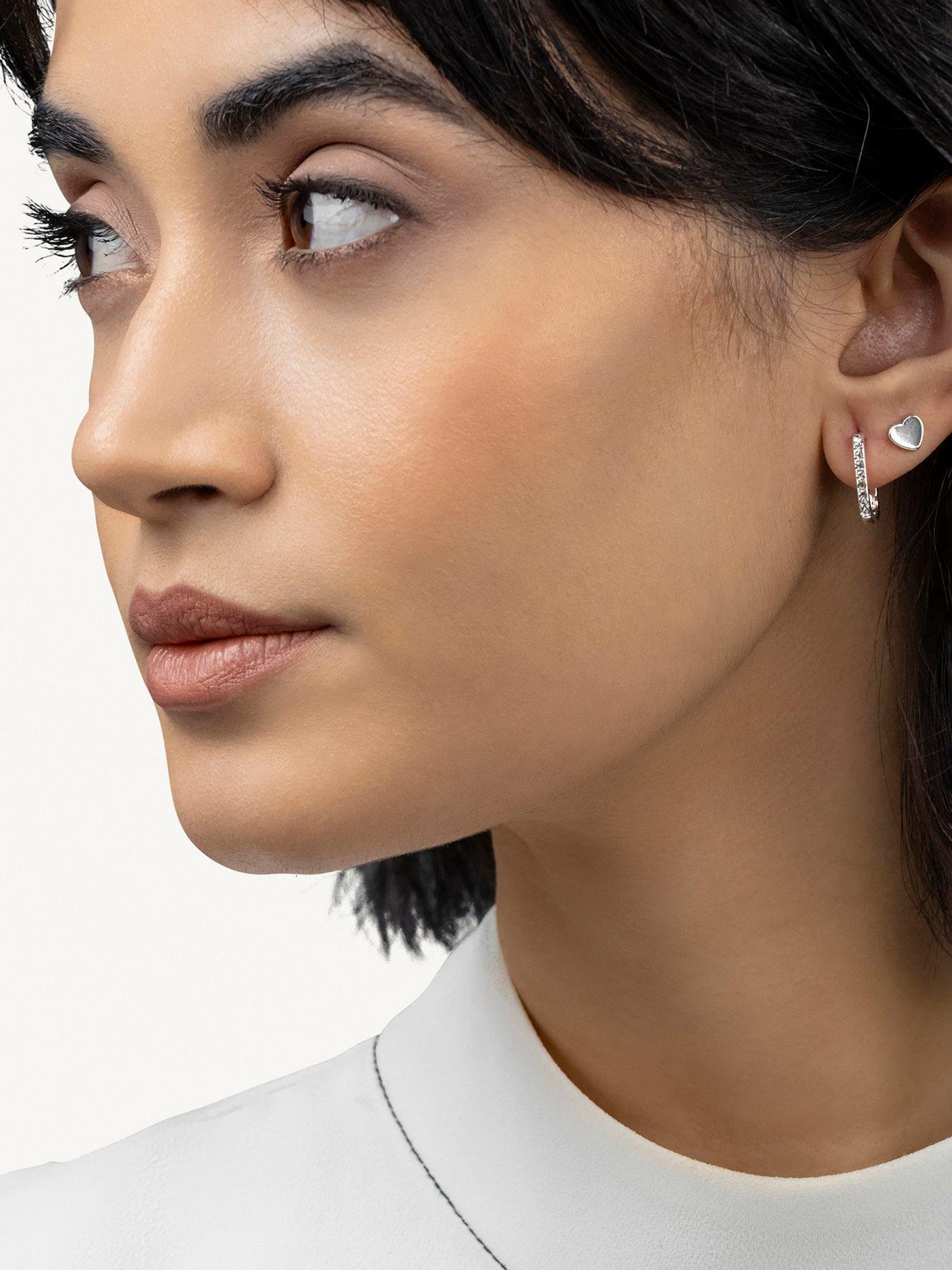 Image 2 of 4 of Radley Silver Plated Stone Set Huggie Hoops &amp; Heart Stud Twin Pack
