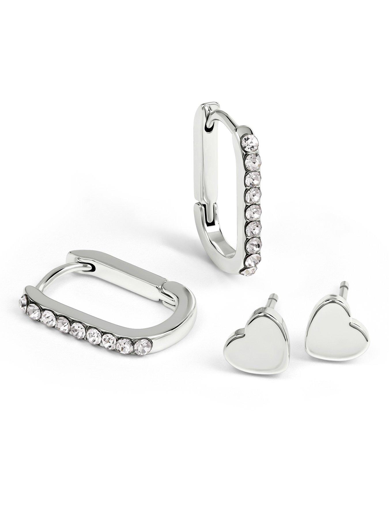 Image 3 of 4 of Radley Silver Plated Stone Set Huggie Hoops &amp; Heart Stud Twin Pack