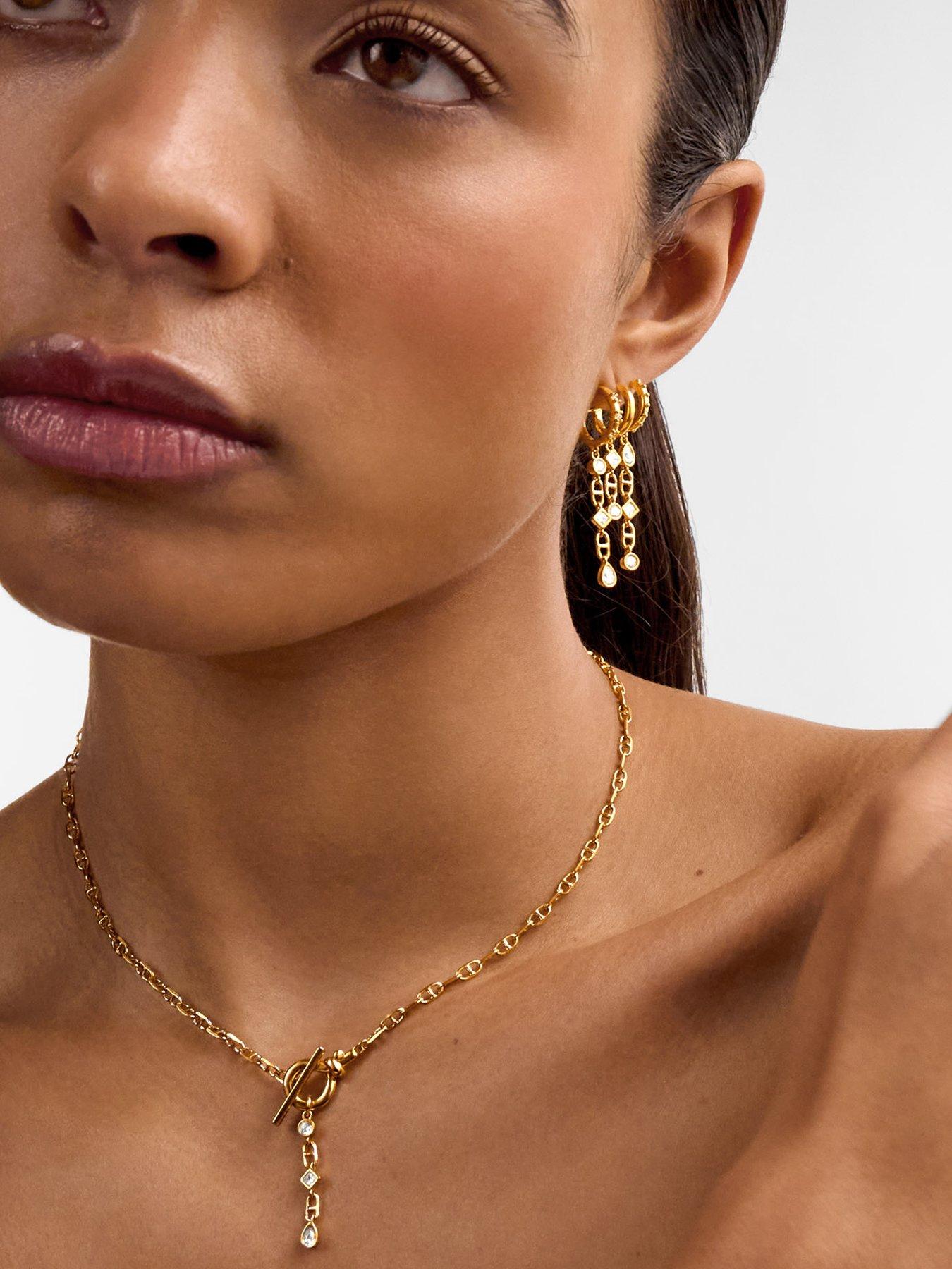 Katie Loxton Geometric Triple Stack Dangle Hoop Earrings - Gold