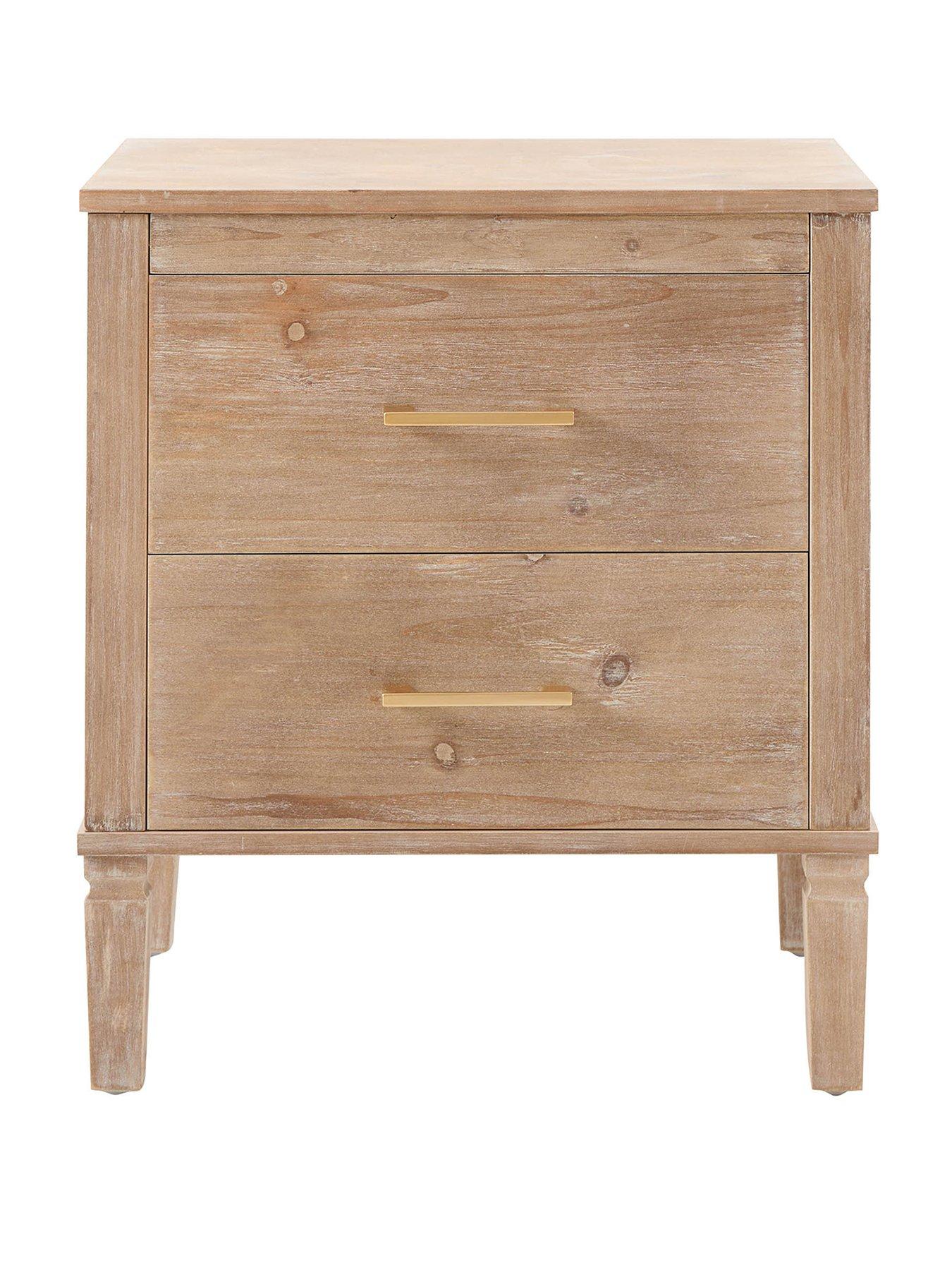 Image 2 of 7 of Dusk Sienna 2 Drawer Bedside Table - Washed Wood