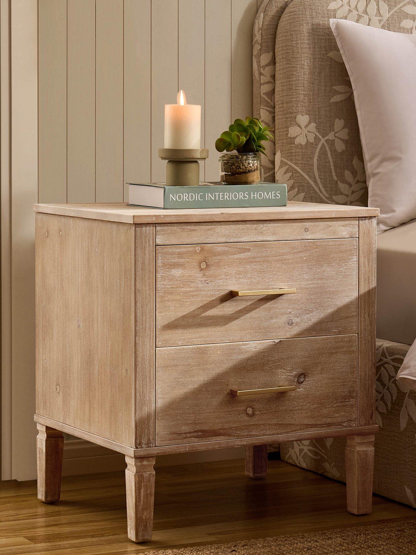 Image 3 of 7 of Dusk Sienna 2 Drawer Bedside Table - Washed Wood
