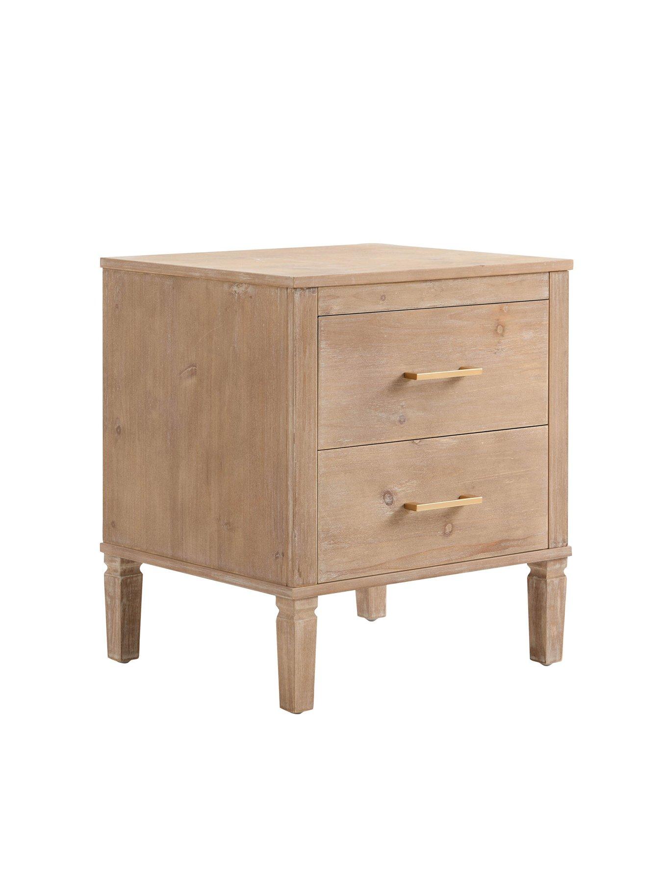 Image 4 of 7 of Dusk Sienna 2 Drawer Bedside Table - Washed Wood