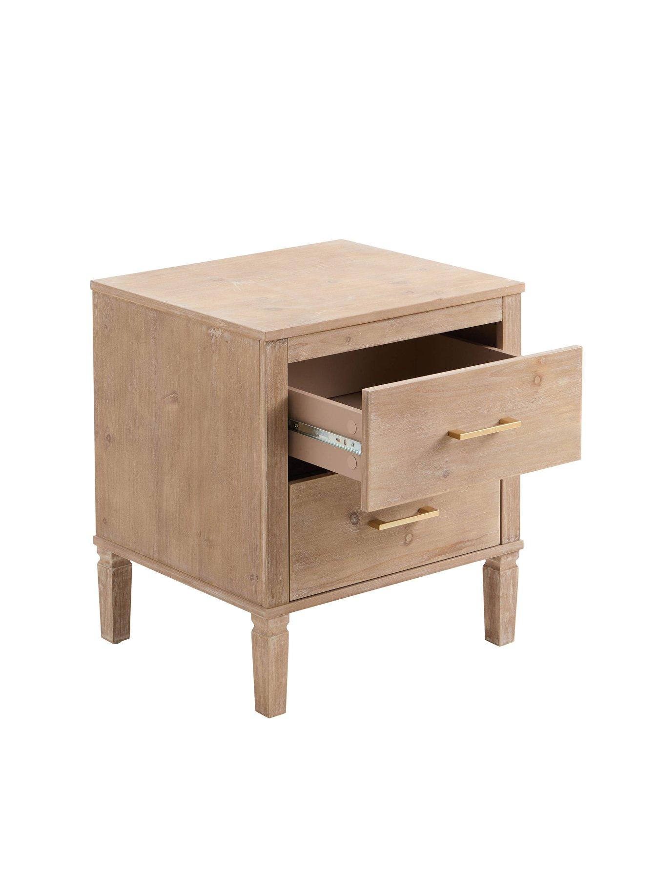 Image 5 of 7 of Dusk Sienna 2 Drawer Bedside Table - Washed Wood
