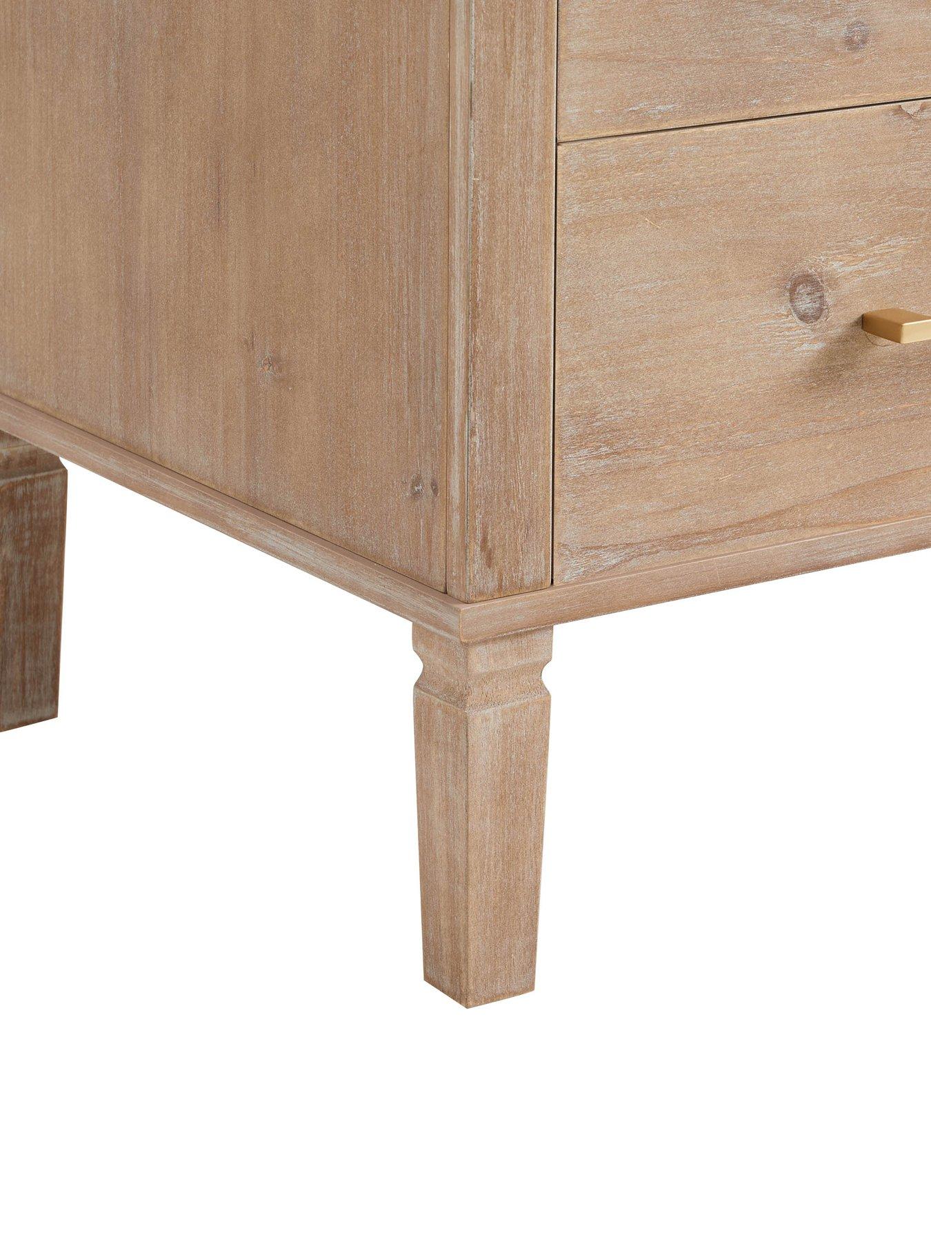 Image 7 of 7 of Dusk Sienna 2 Drawer Bedside Table - Washed Wood