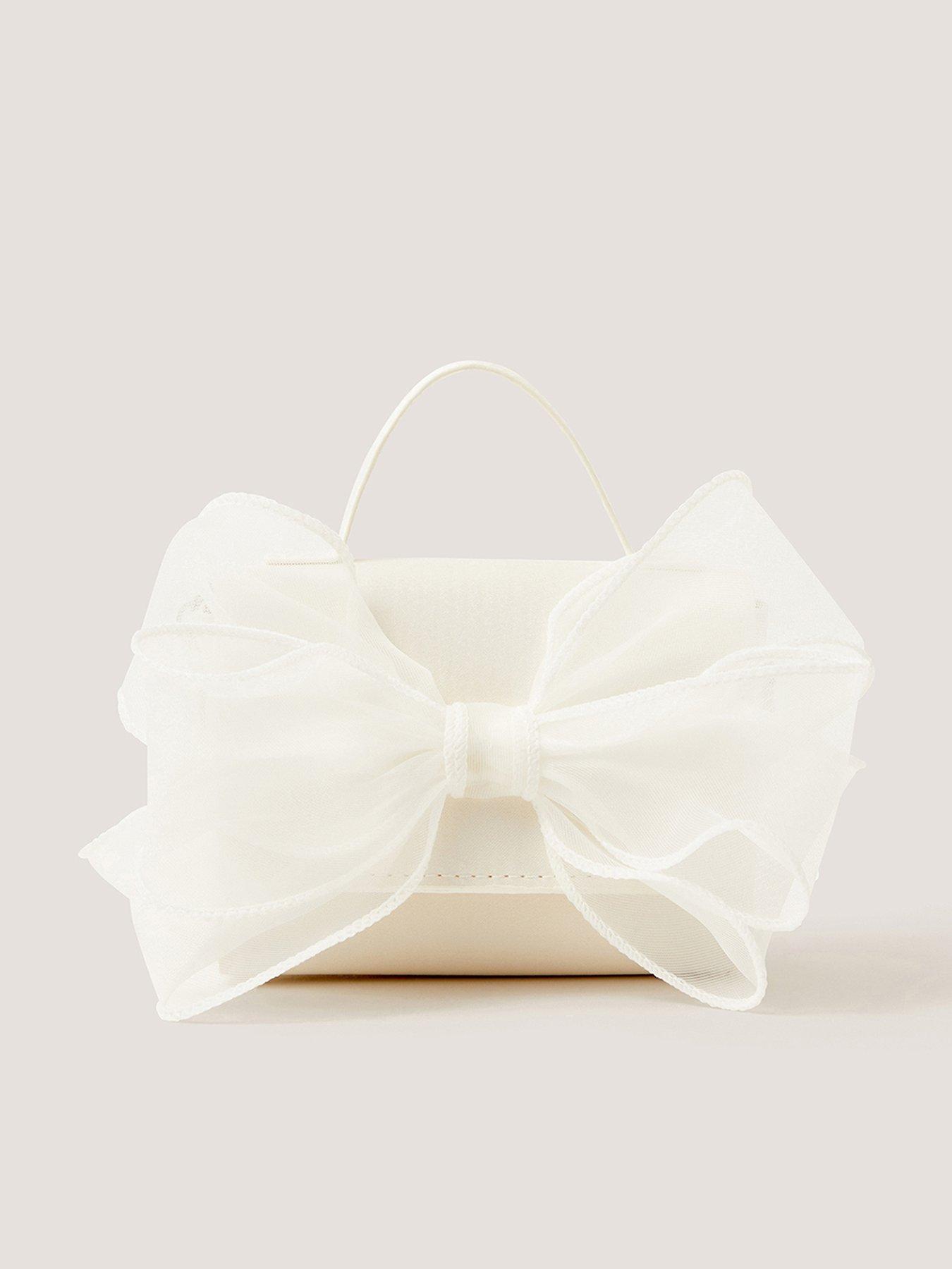 Monsoon Girls Bridesmaid Organza Bow Bag, Ivory