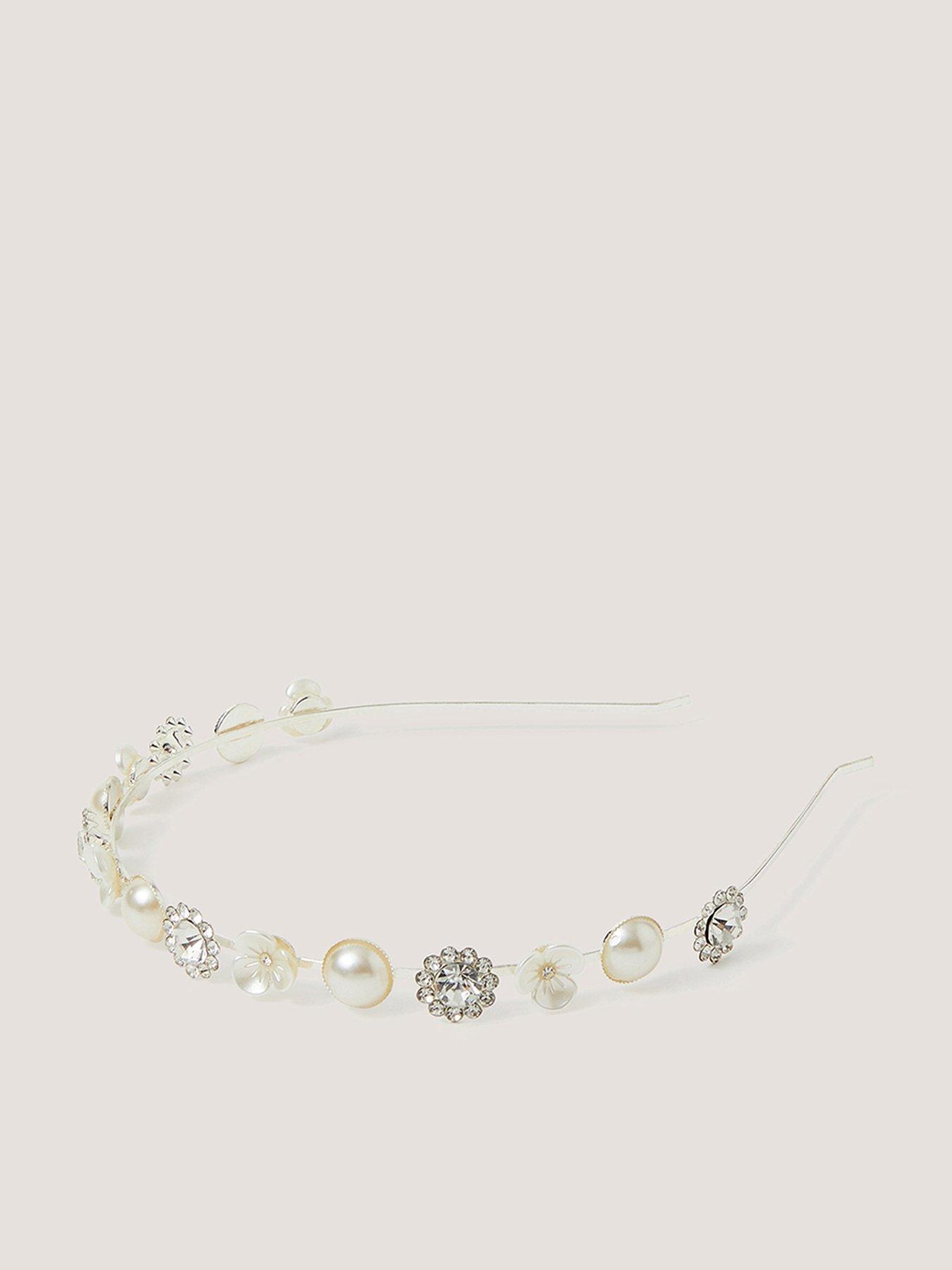 Monsoon Girls Fancy Flower Aliceband, Silver