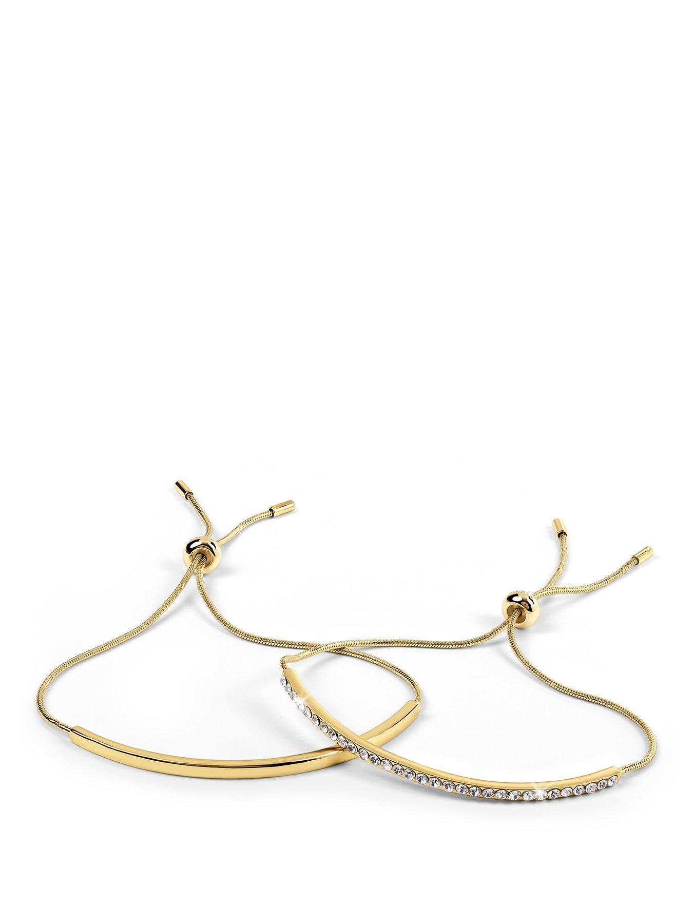 Radley 18ct Gold Plated Stone Set & Smooth  Friendship Bracelet Twin Pack