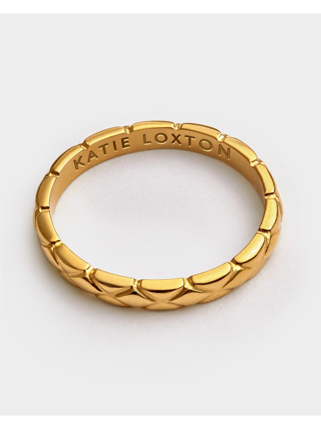 Image 4 of 5 of Katie Loxton Harlequin Quilted Engraved Ring - Gold