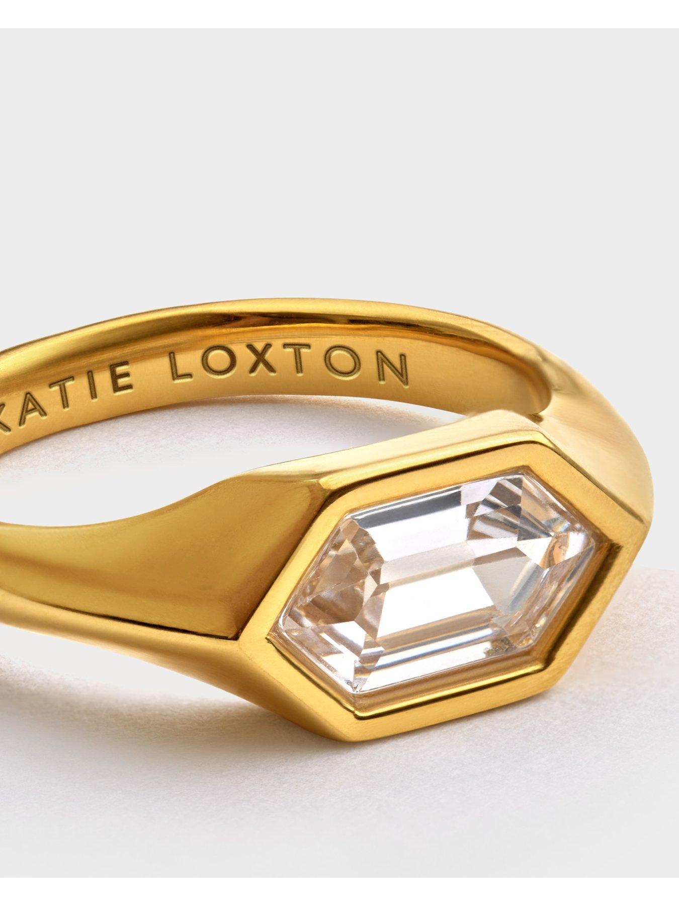 Image 3 of 4 of Katie Loxton Harlequin Geometric Cut Clear Stone Ring - Gold