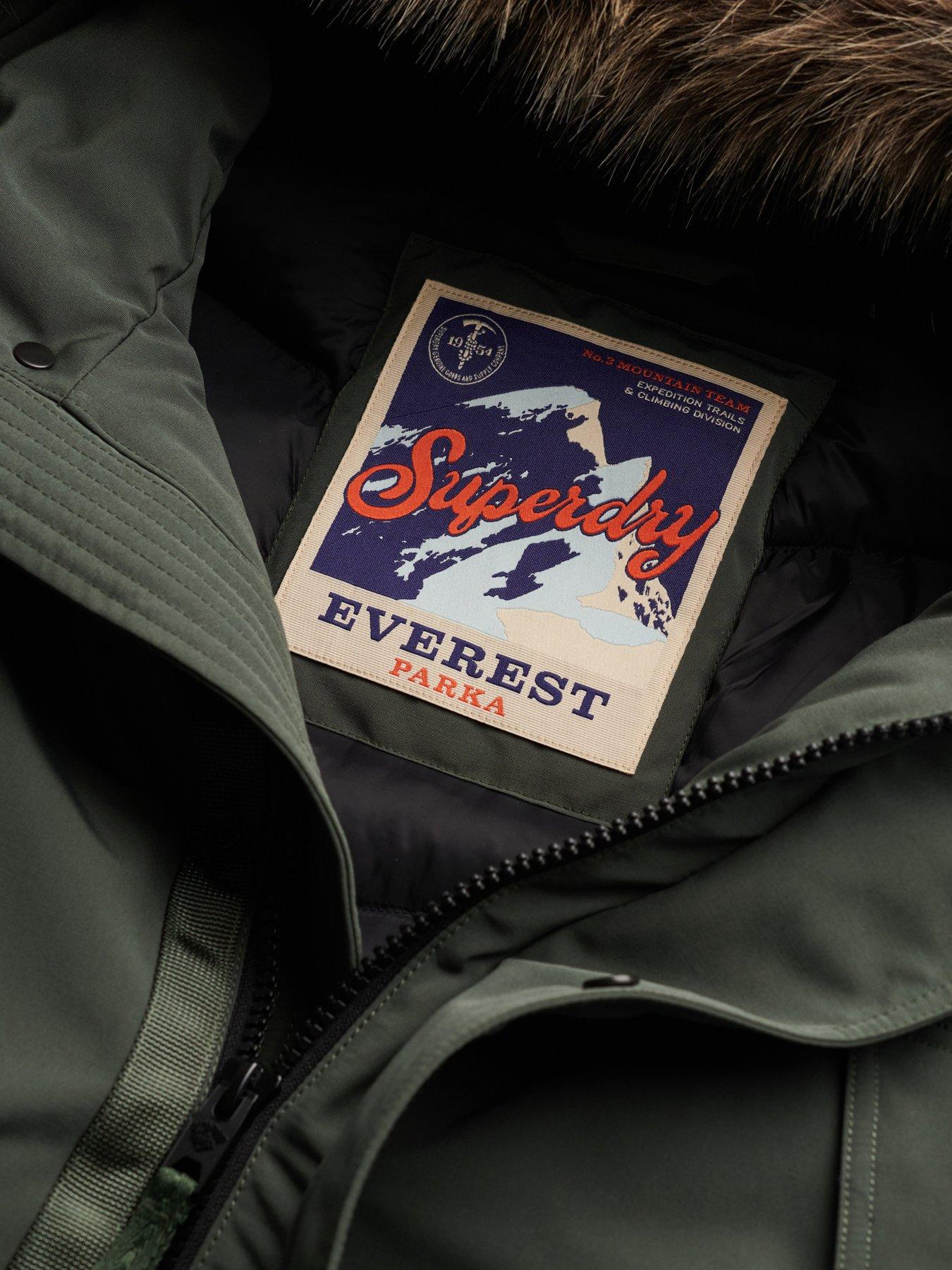 Image 7 of 7 of Superdry Mens Faux-Fur Hood Padded Parka Jacket - Dark Green
