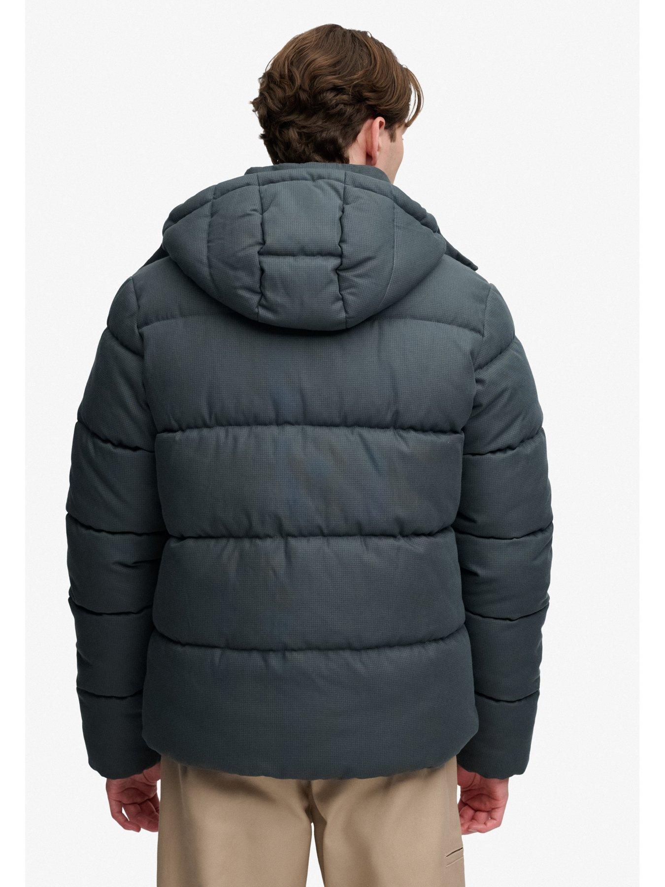 Image 2 of 6 of Superdry Premium Hooded Check Padded Jacket - Green