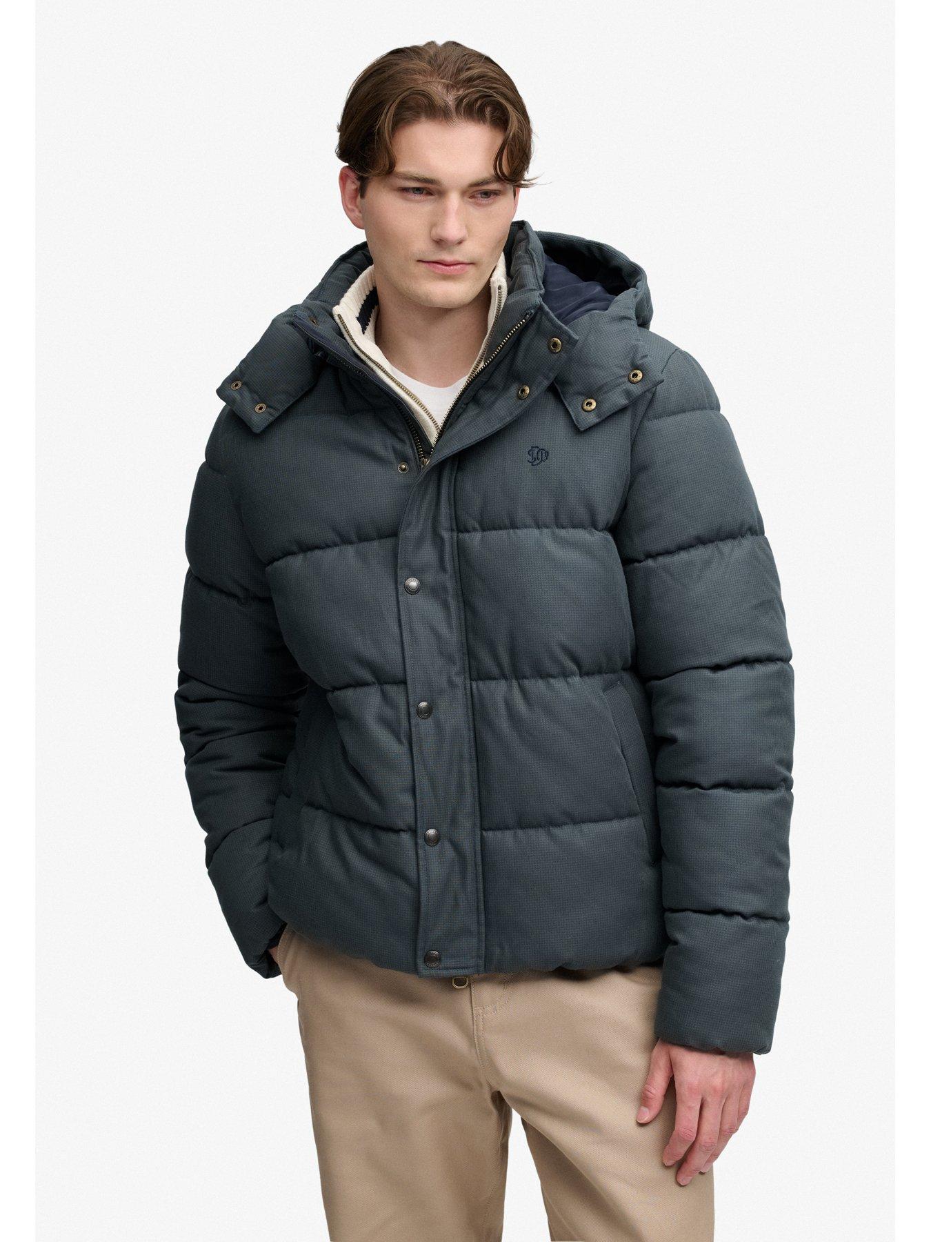 Image 4 of 6 of Superdry Premium Hooded Check Padded Jacket - Green