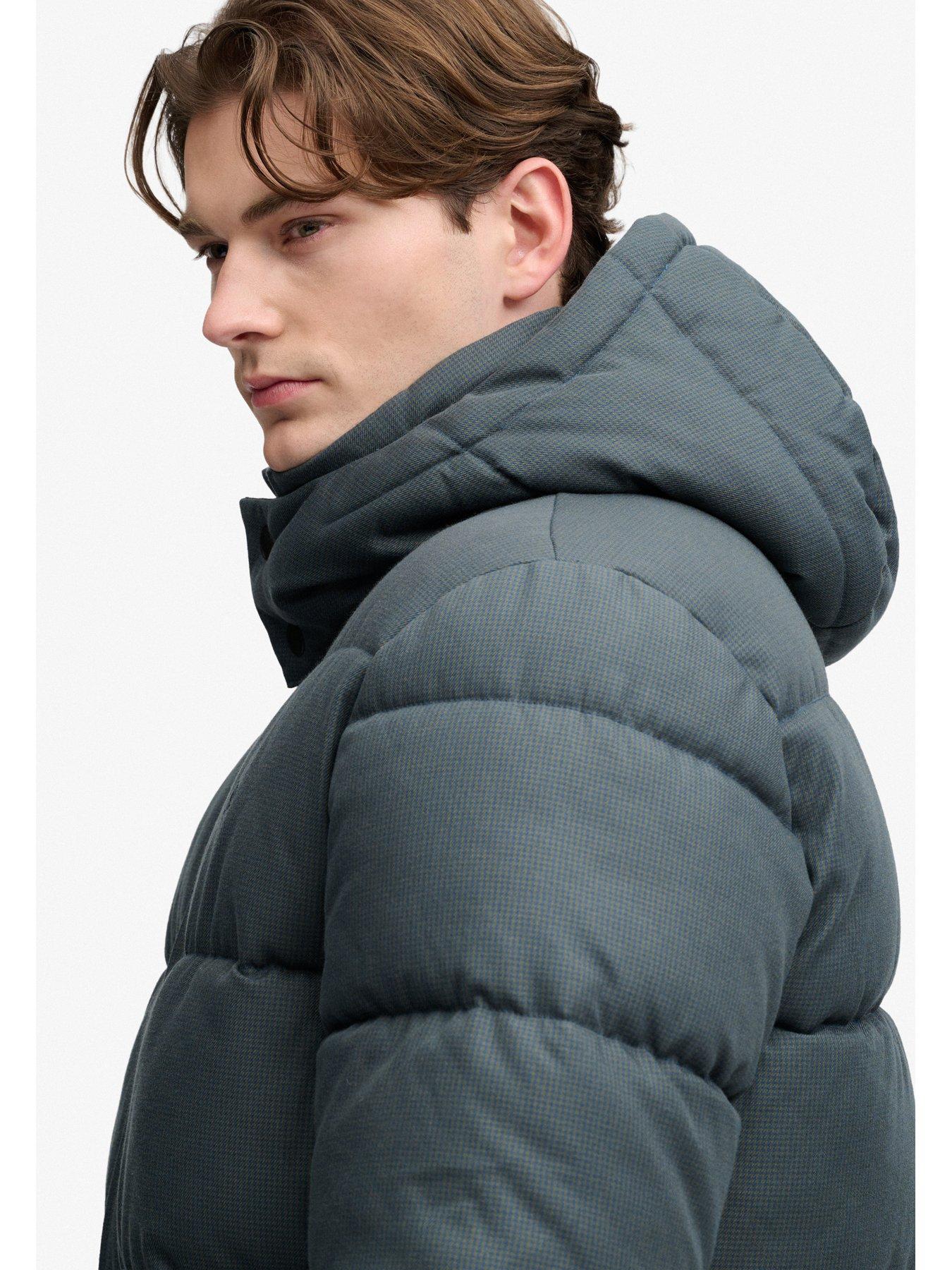 Image 5 of 6 of Superdry Premium Hooded Check Padded Jacket - Green