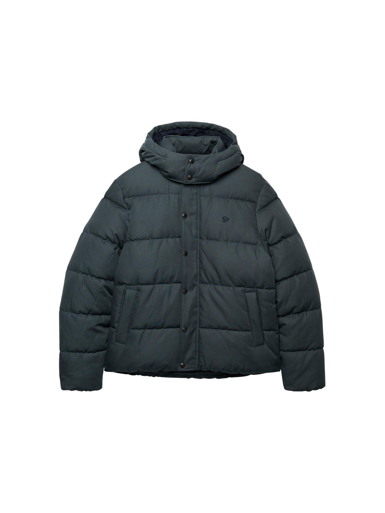 Image 6 of 6 of Superdry Premium Hooded Check Padded Jacket - Green