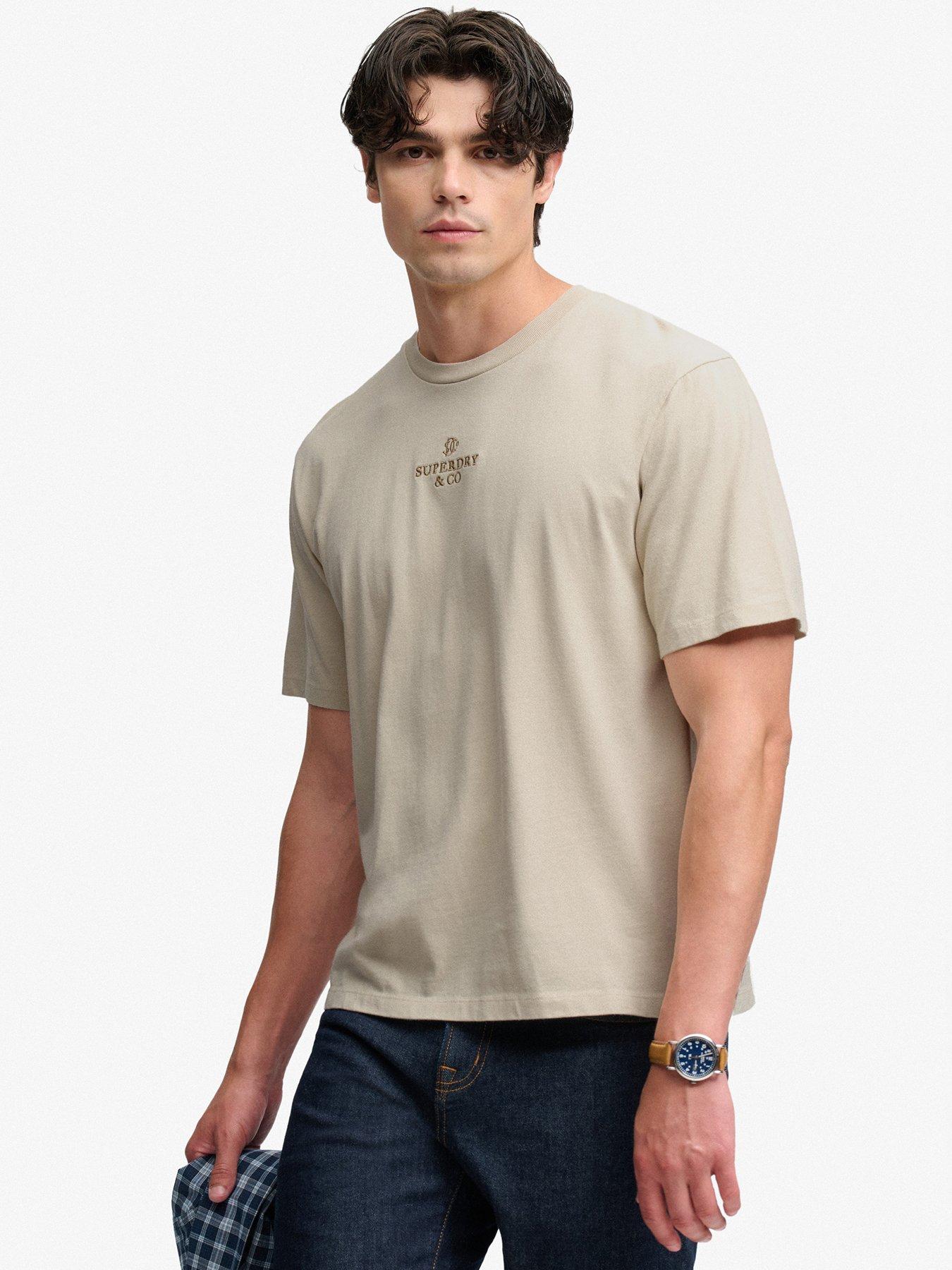 Image 4 of 5 of Superdry Micro Logo T-Shirt - Beige