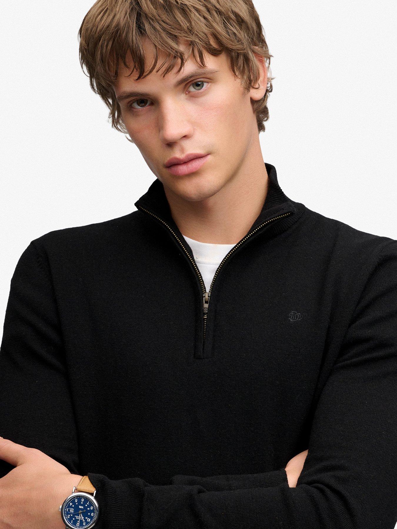 Image 4 of 6 of Superdry Essential Lightweight 1/2 Zip Knitted Jumper - Black