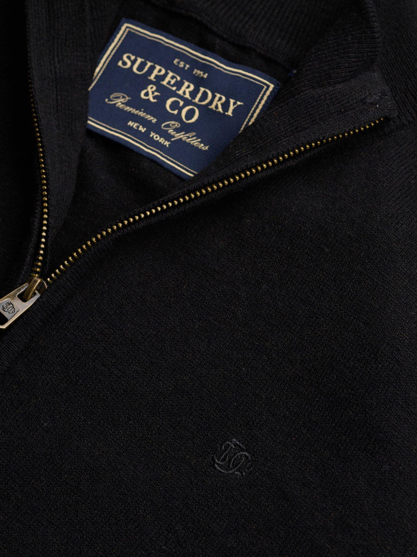 Image 6 of 6 of Superdry Essential Lightweight 1/2 Zip Knitted Jumper - Black