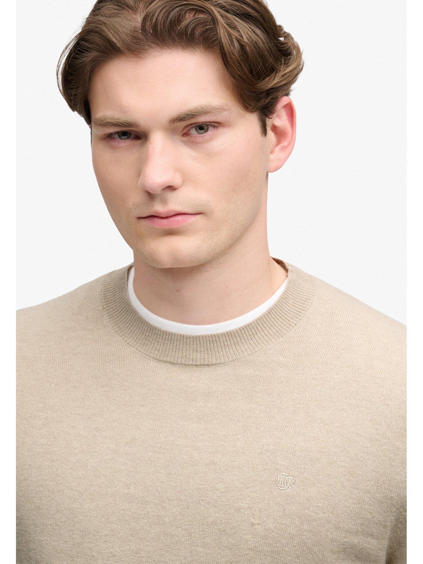 Image 5 of 7 of Superdry Mens Lightweight Crew Neck Ribbed Hem Jumper - Beige