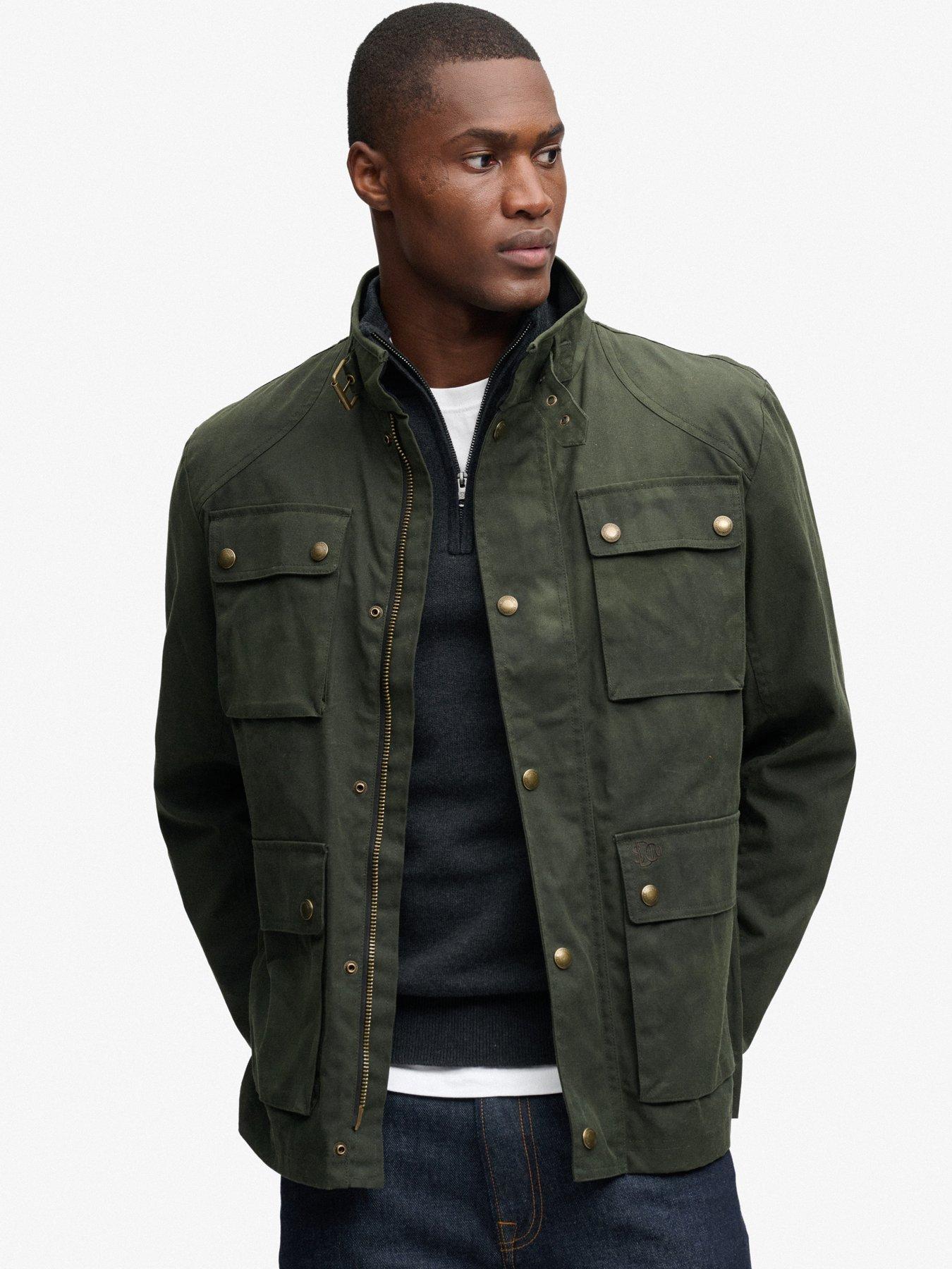 Image 1 of 7 of Superdry Mens Wax Racer Multiple Pocket Jacket - Green