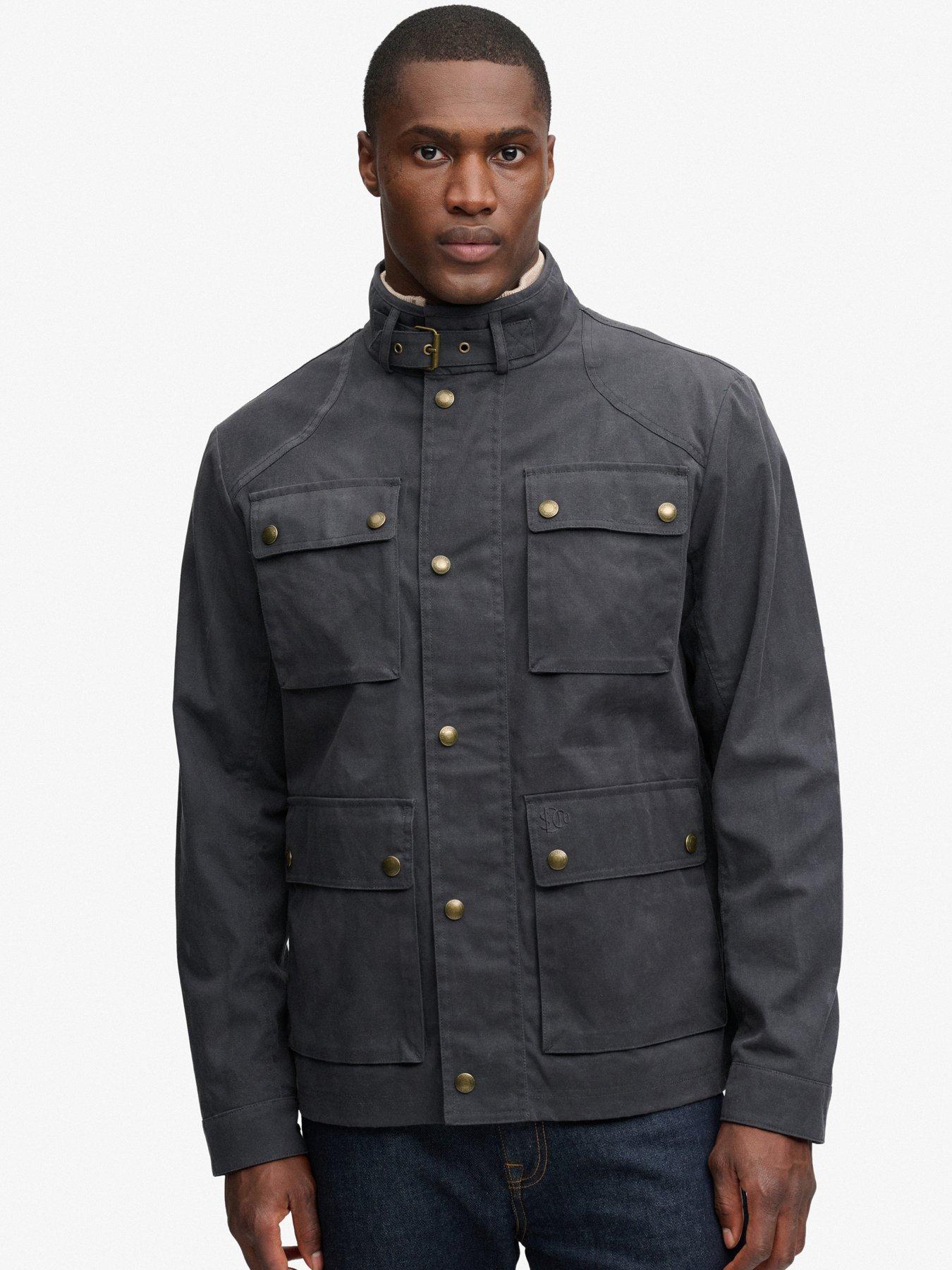 Image 2 of 7 of Superdry Mens Wax Racer Zip Front Jacket - Dark Grey