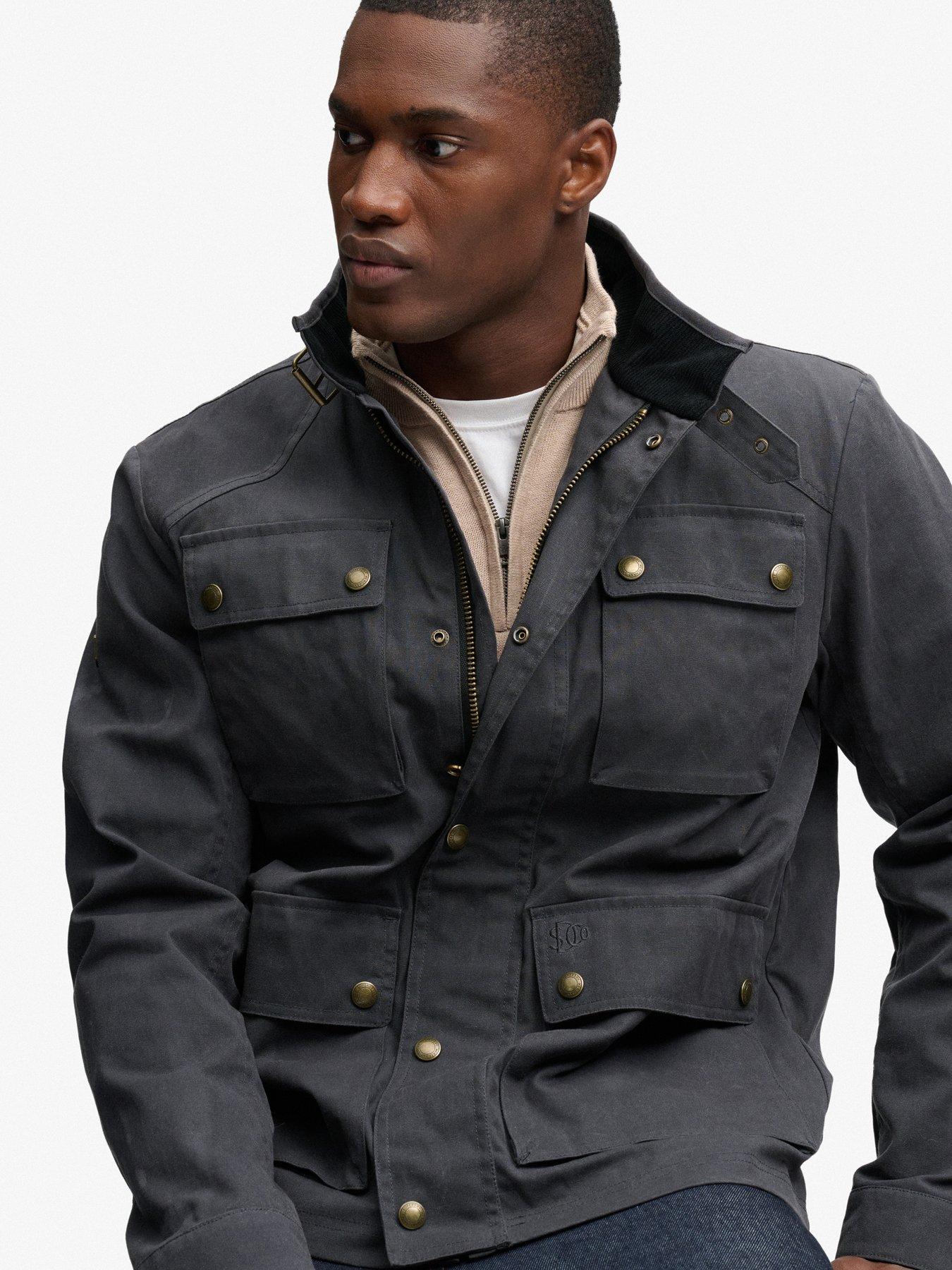 Image 3 of 7 of Superdry Mens Wax Racer Zip Front Jacket - Dark Grey