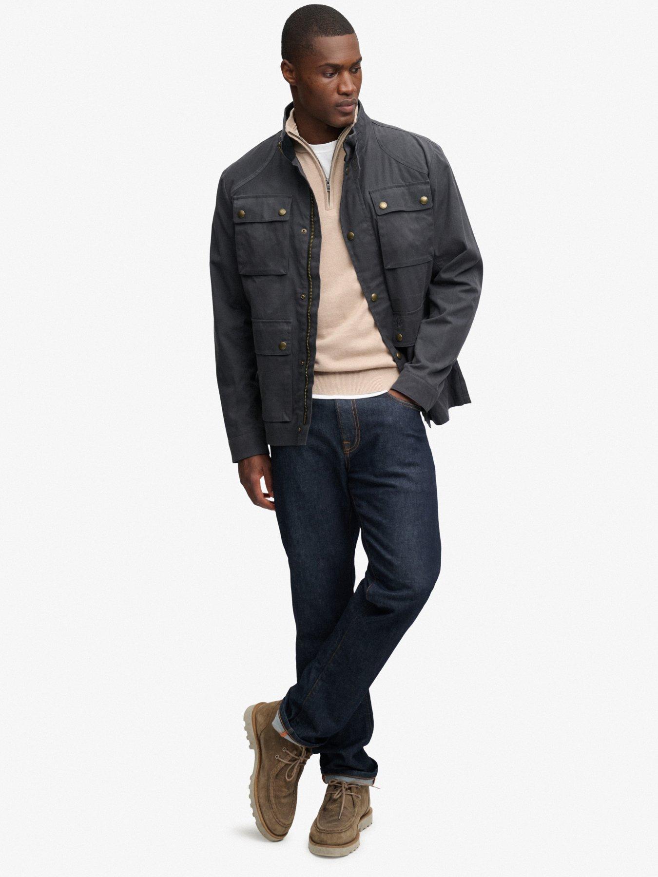 Image 4 of 7 of Superdry Mens Wax Racer Zip Front Jacket - Dark Grey