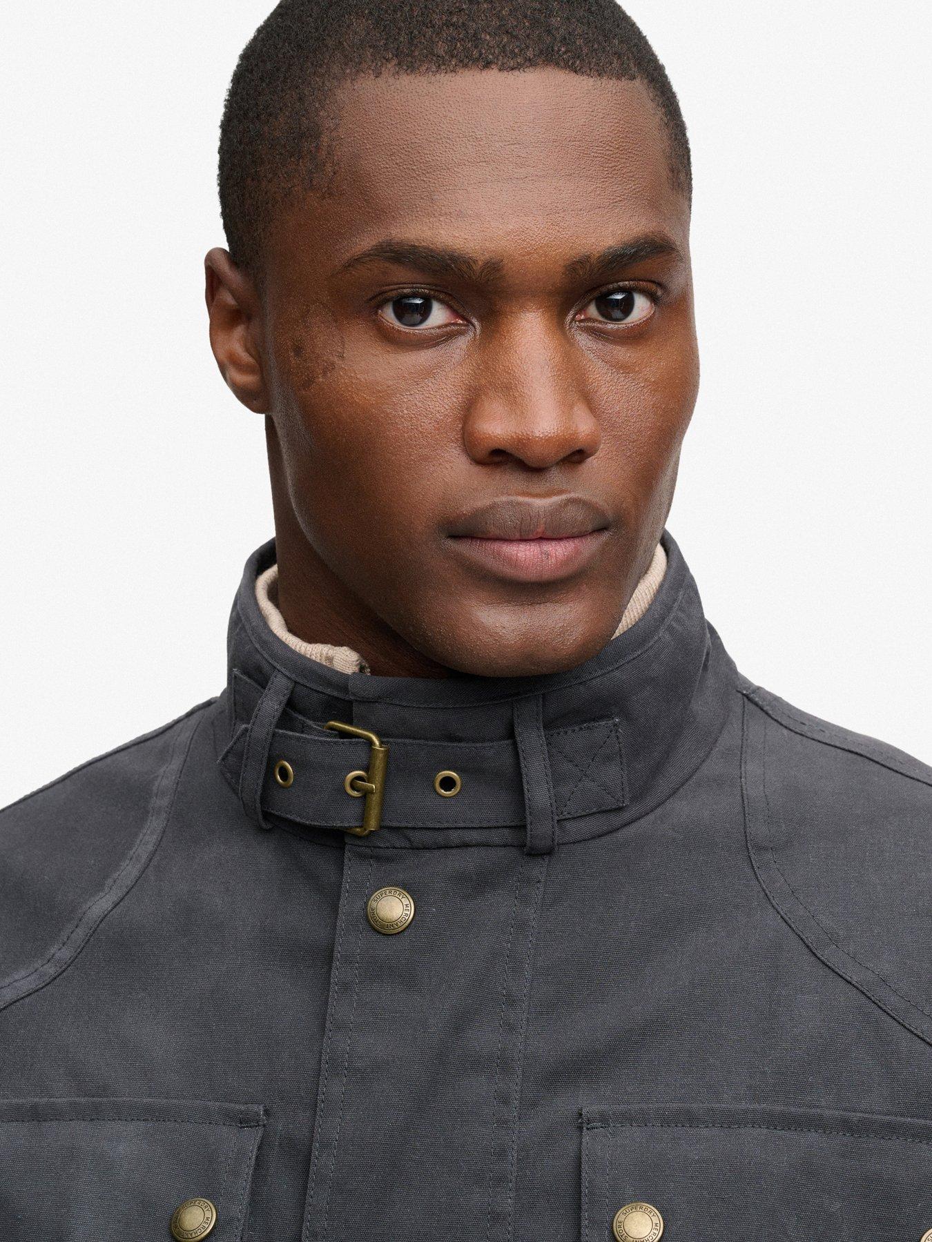 Image 5 of 7 of Superdry Mens Wax Racer Zip Front Jacket - Dark Grey