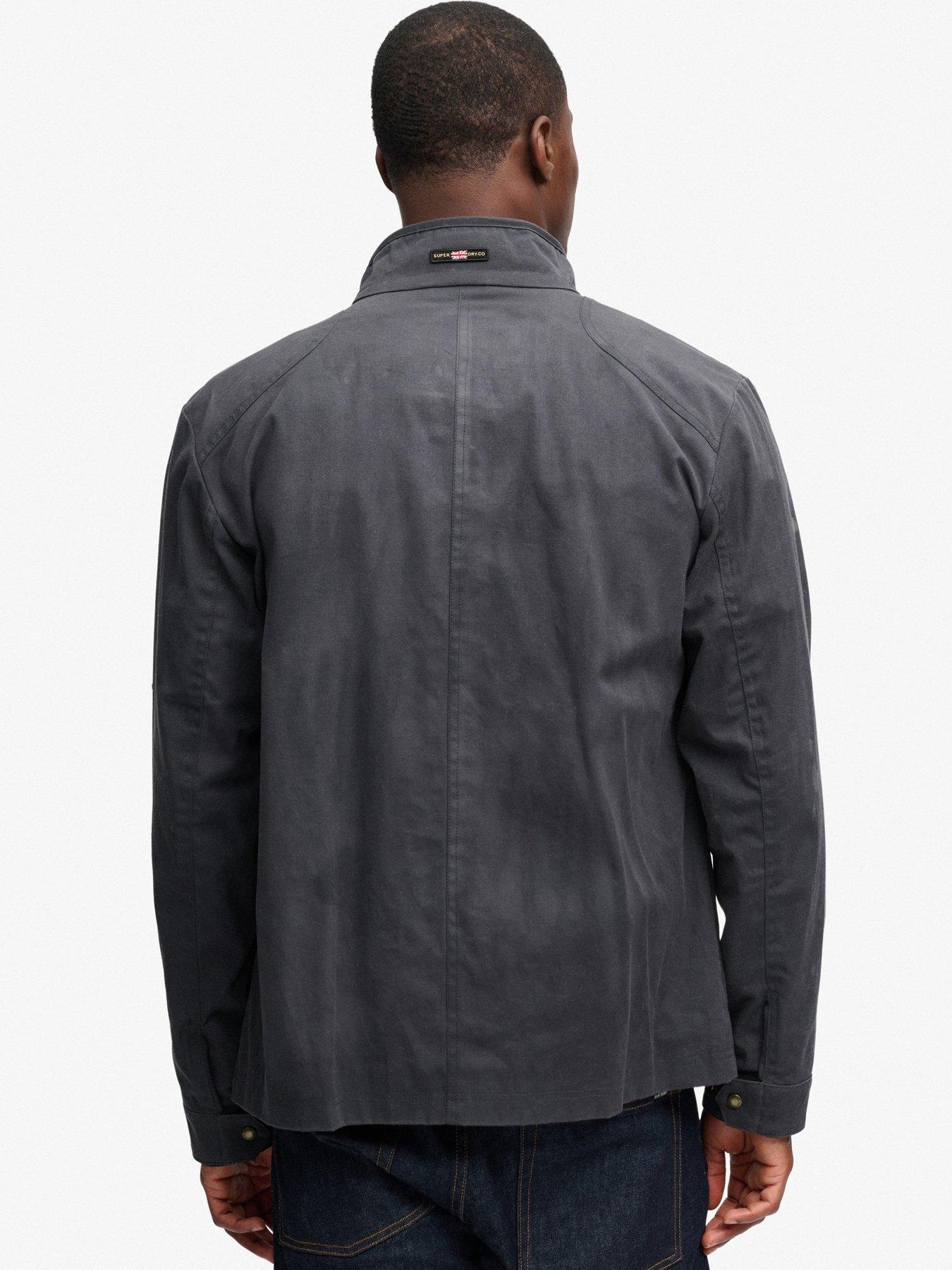 Image 6 of 7 of Superdry Mens Wax Racer Zip Front Jacket - Dark Grey