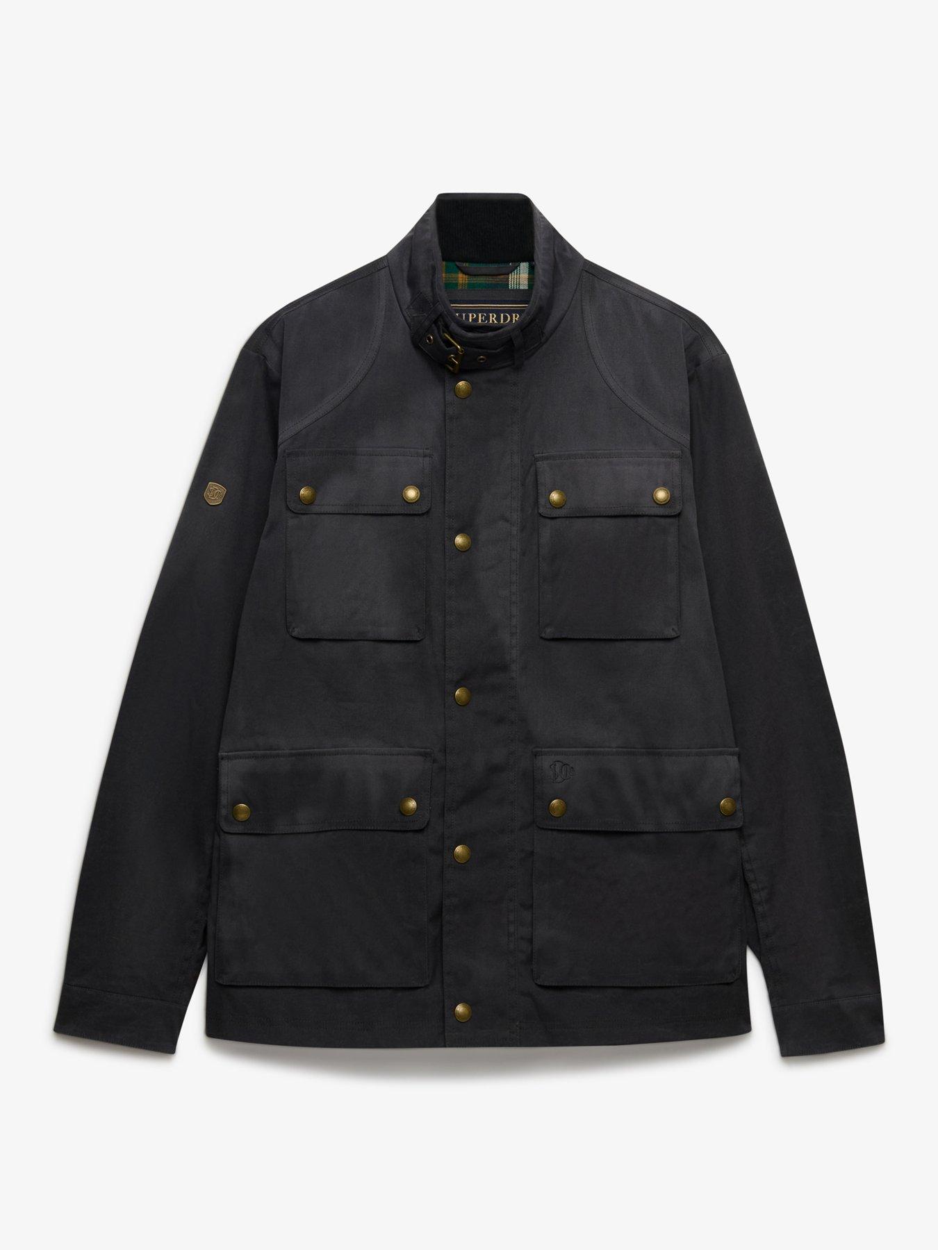 Image 7 of 7 of Superdry Mens Wax Racer Zip Front Jacket - Dark Grey