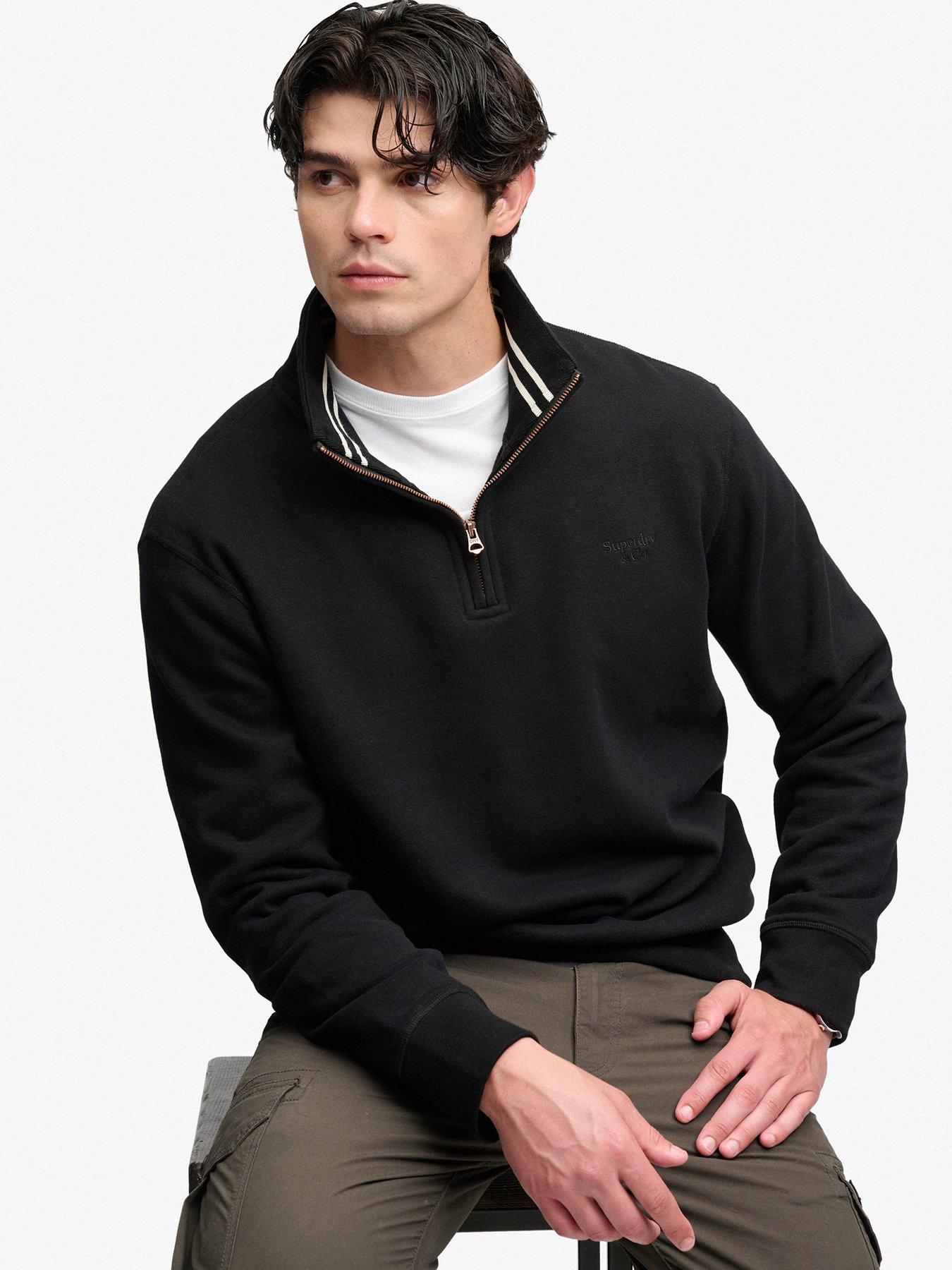 Superdry (S, Black) Mens Essential Serif Logo Half Zip Sweatshirt - Image 4