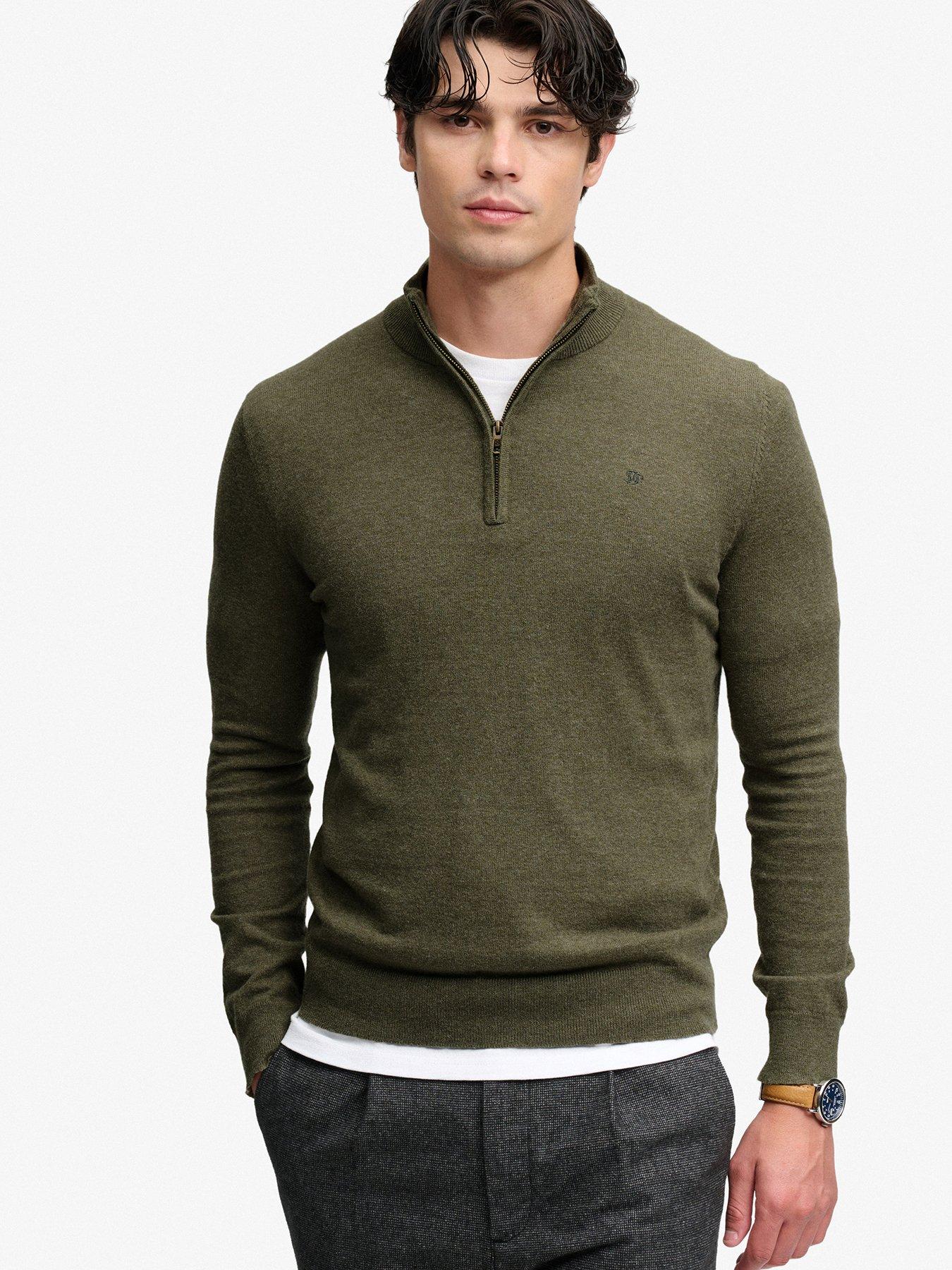 Superdry Essential Lightweight 1/2 Zip Knitted Jumper - Green