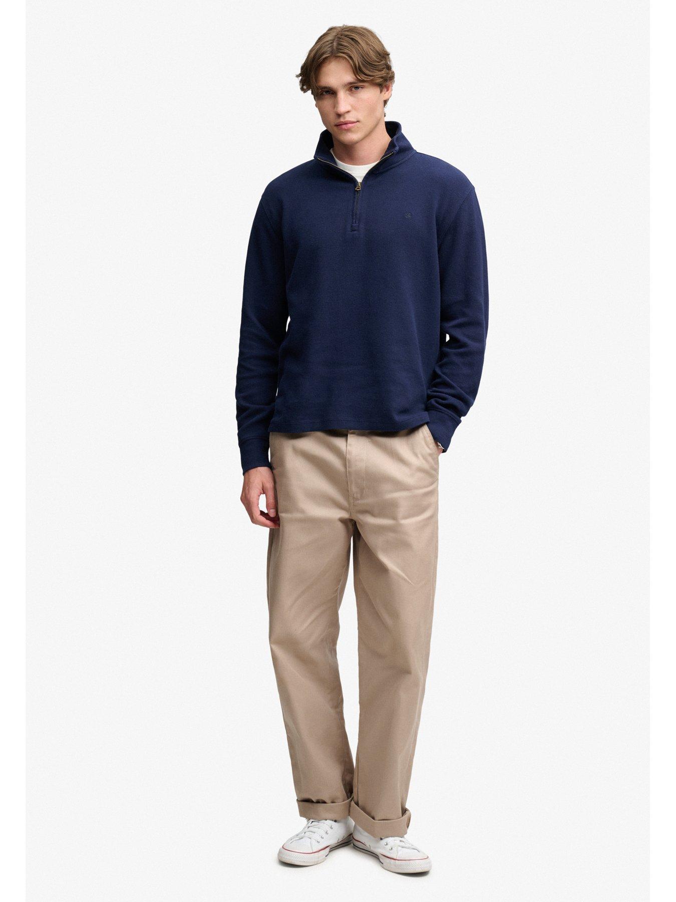 Image 3 of 5 of Superdry Mens Rib Half Zip Sweatshirt - Navy