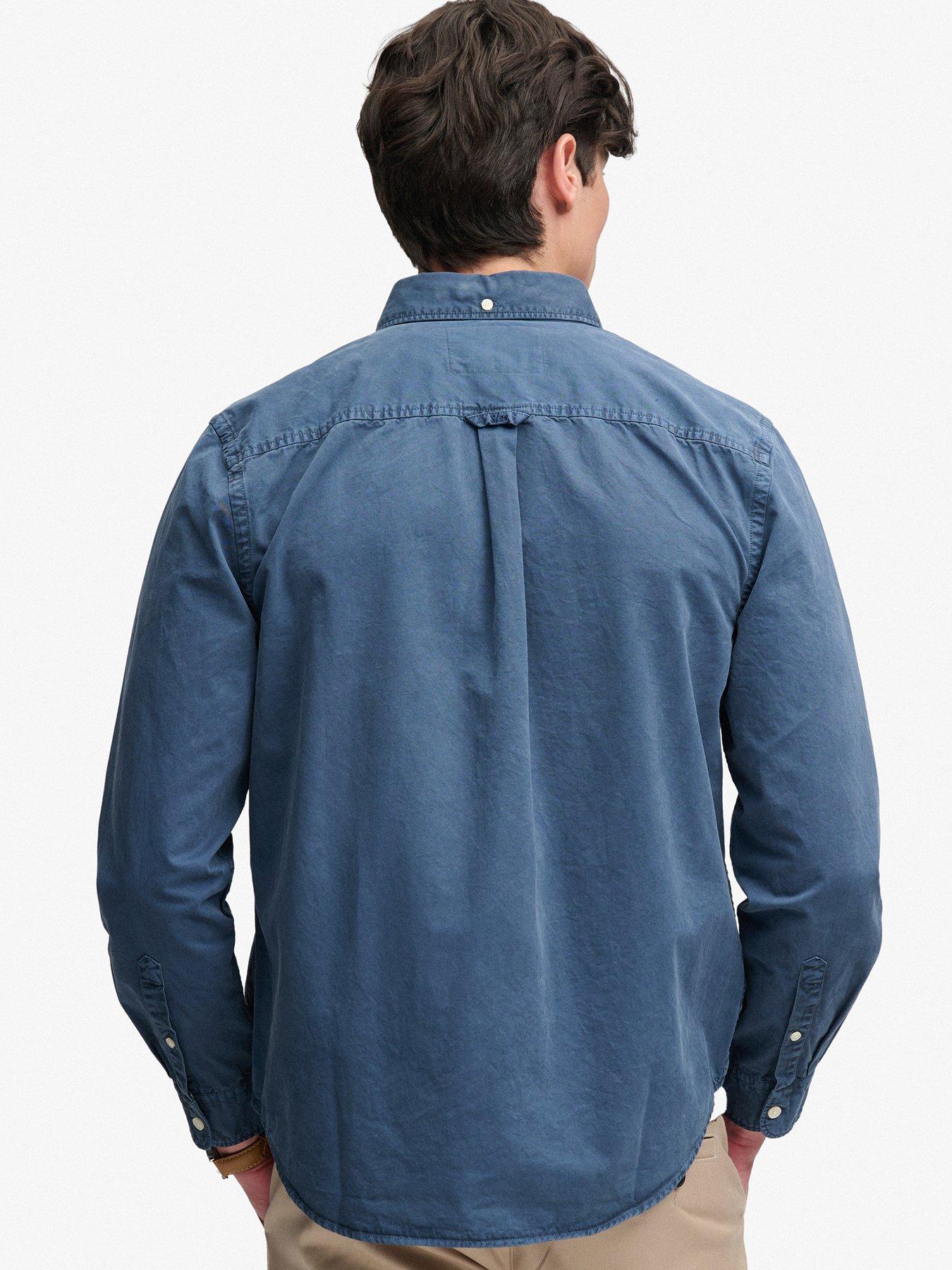 Image 2 of 5 of Superdry Garment Dyed Long Sleeve Shirt - Dark Blue